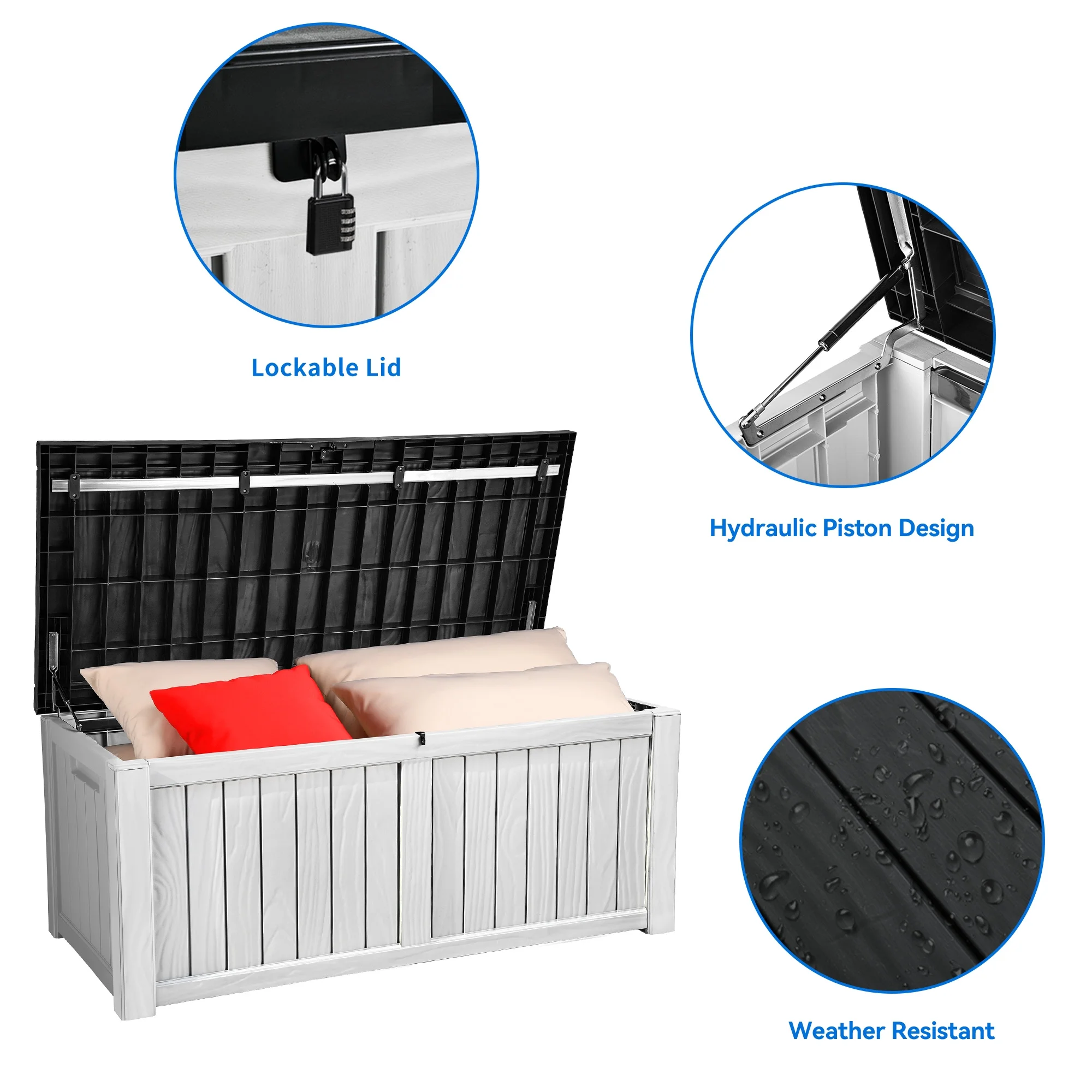 Dextrus Outdoor Storage Deck Box for Outdoor Pillows and Pool Supplies - Large Resin Patio Storage 120 Gallon Capacity, Lockable Lid, Waterproof (Brown) - Womvr
