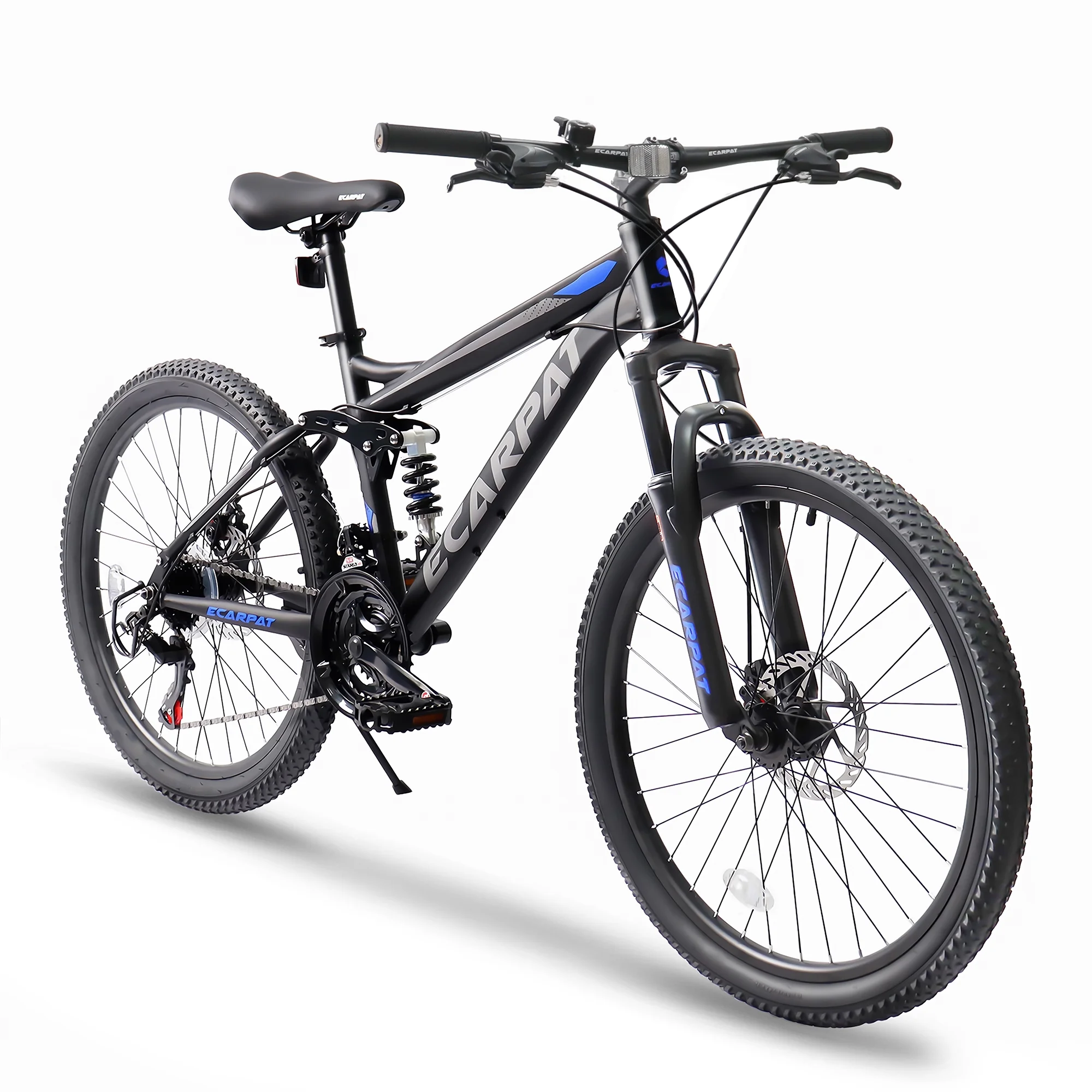 CIYOYO Mountain Bike for Mens and Womens, 24 Inch Adult Bicycle, Trail Bike 21-Speed Full Suspension, Gray - Womvr