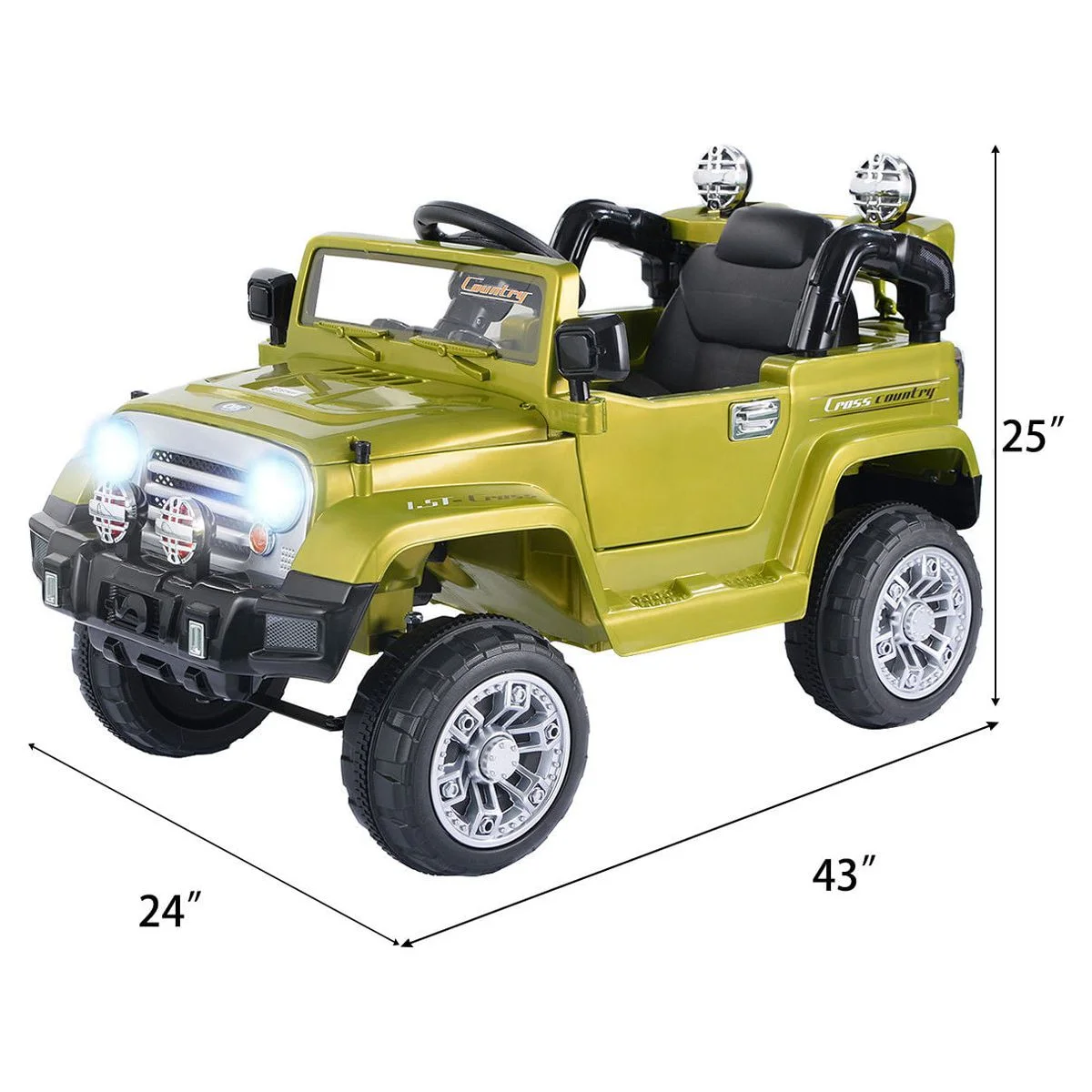 Costway 12V MP3 Kids Ride On Truck  Car RC Remote Control with LED Lights Music Green - Womvr