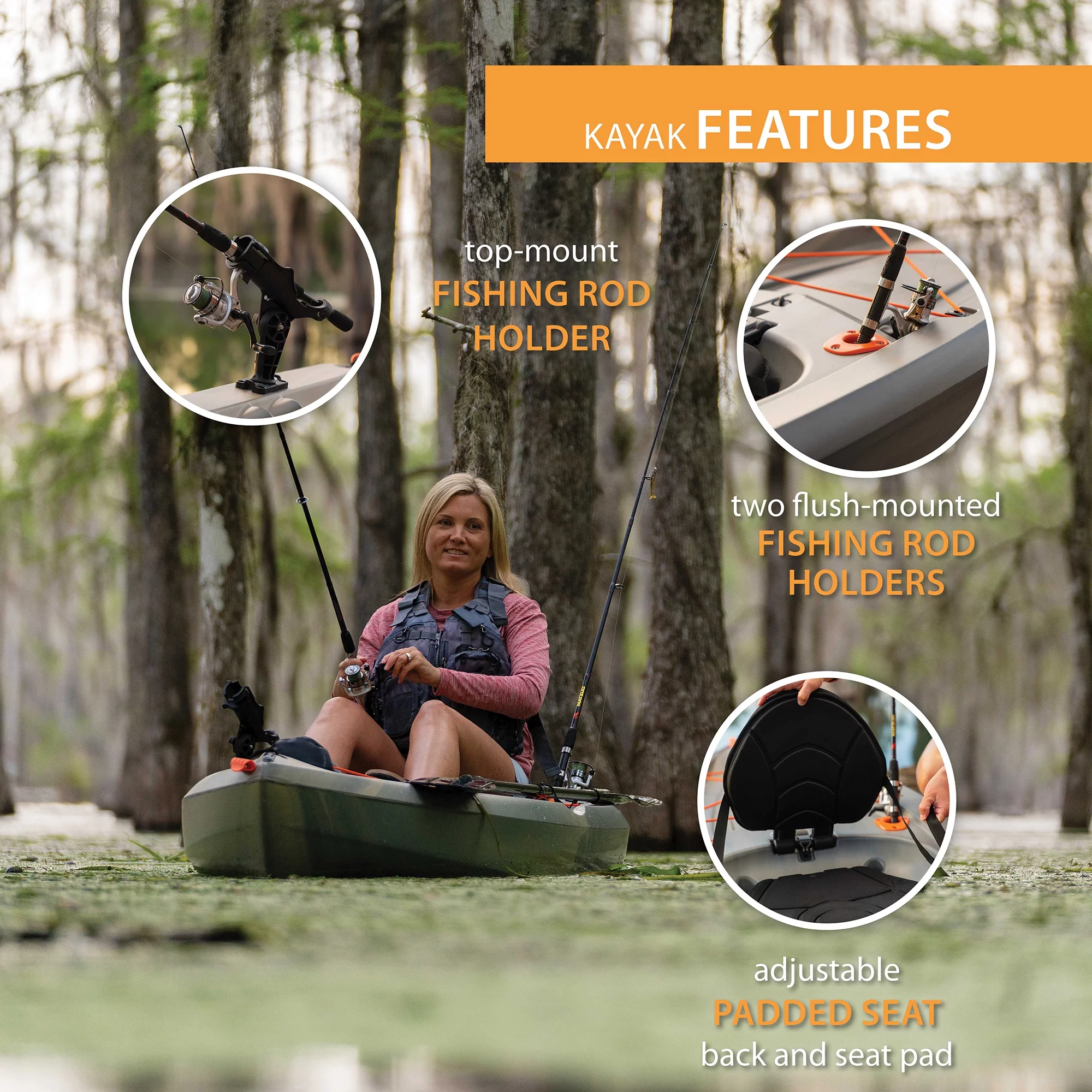 Lifetime Tamarack Angler 100 Fishing Kayak - Olive Green (90539) - Womvr