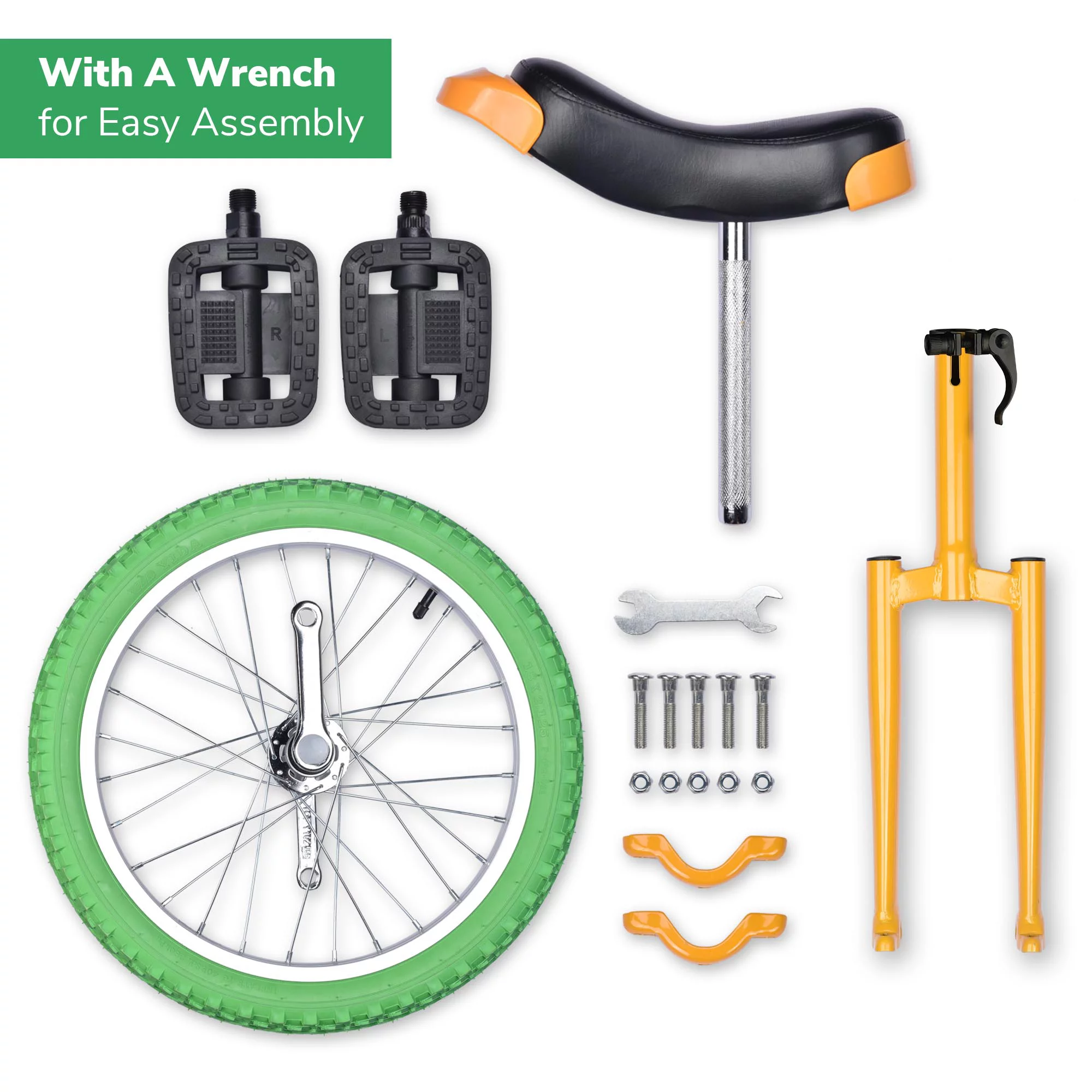 Yescom 18 In Wheel Outdoor Unicycle Skid-proof Tire Fitness Bicycle Balance Training for Adults Teenagers Kids, Silver - Womvr