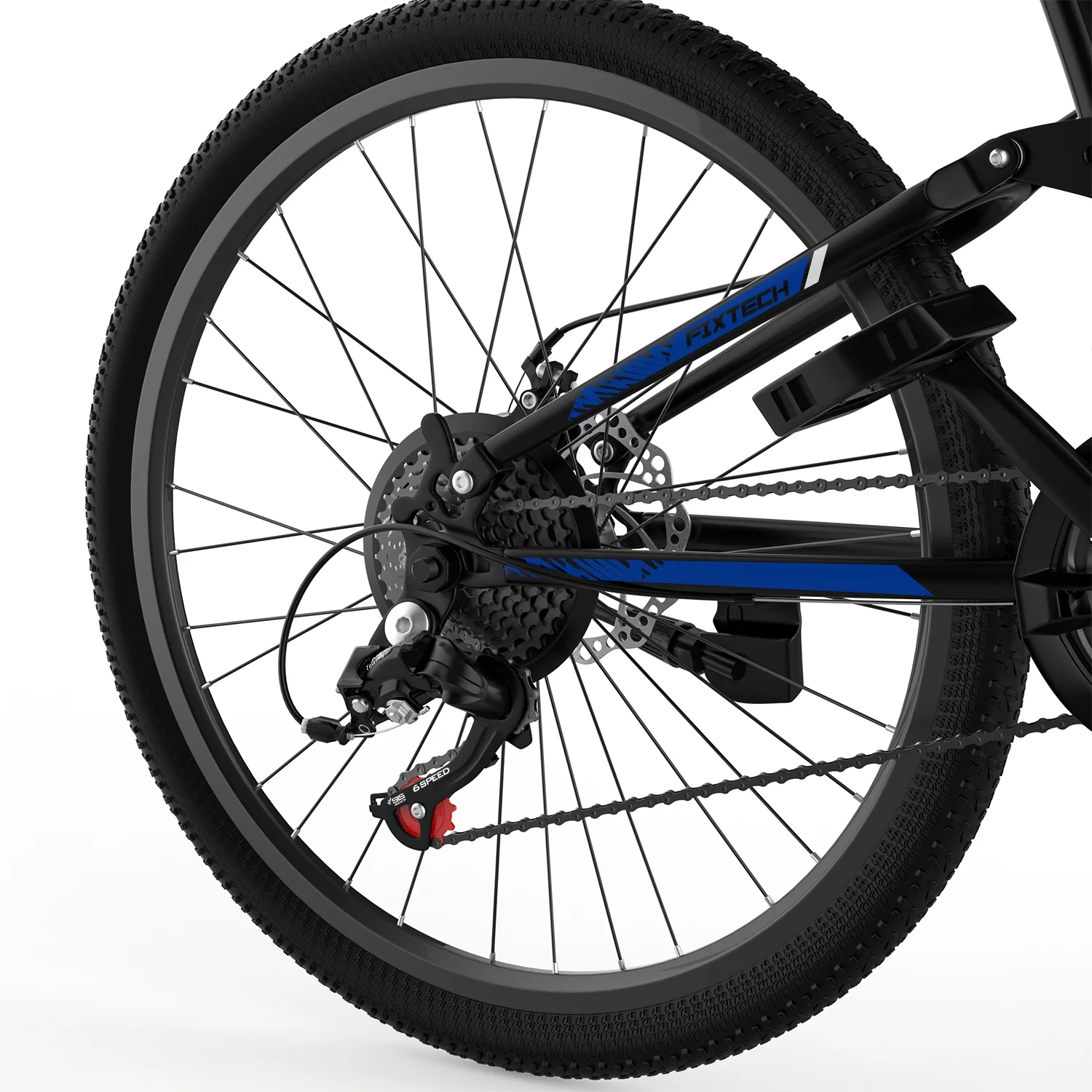 Fixtech 26-inch Mountain Bike with Full Suspension Frame, 21 Speed, Black/Blue - Womvr