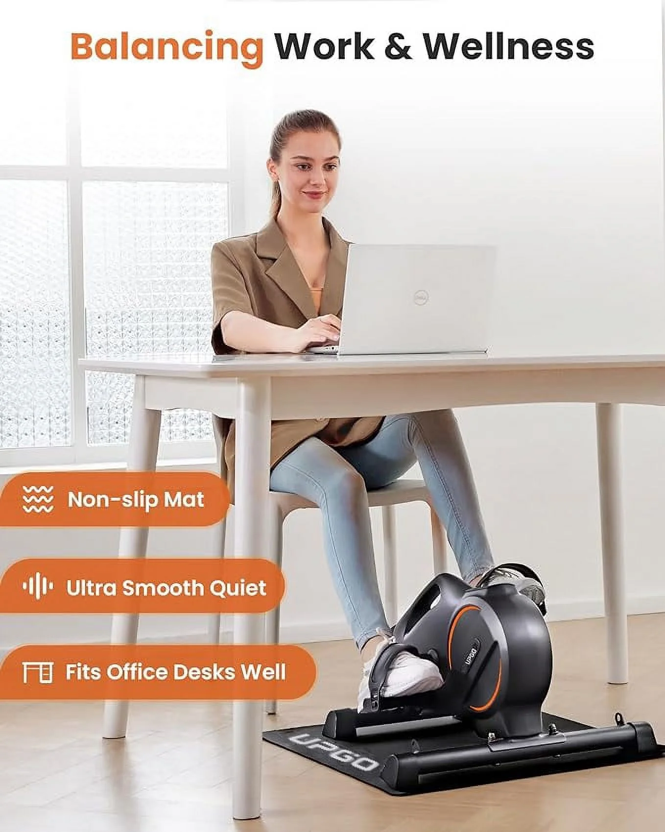 UPGO Magnetic Under Desk Bike Pedal Exerciser - Portable Mini Trainer Bikes Desk Cycle, Leg Exerciser for Physical Therapy & Desk Exercise with LCD Display and 350lbs Capacity - Womvr