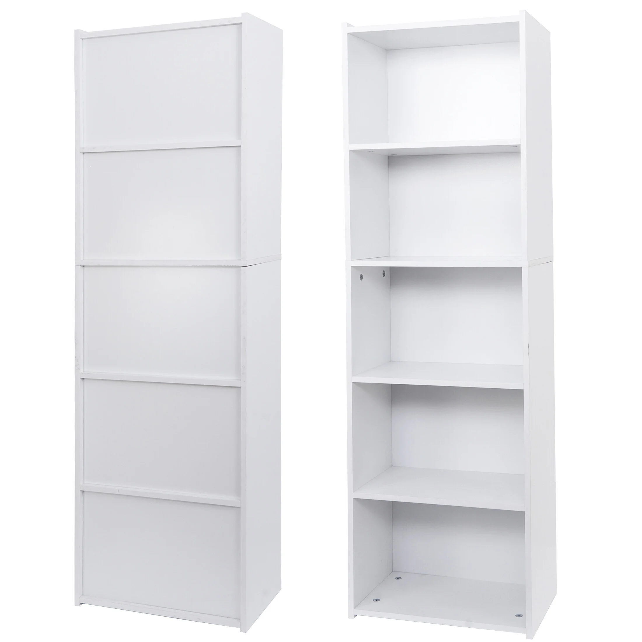 HomGarden 5-Tier Open Shelf Bookcase, Narrow Freestanding Bookshelf Storage with Adjustable Shelves for Living Room, Home, Office, White - Womvr