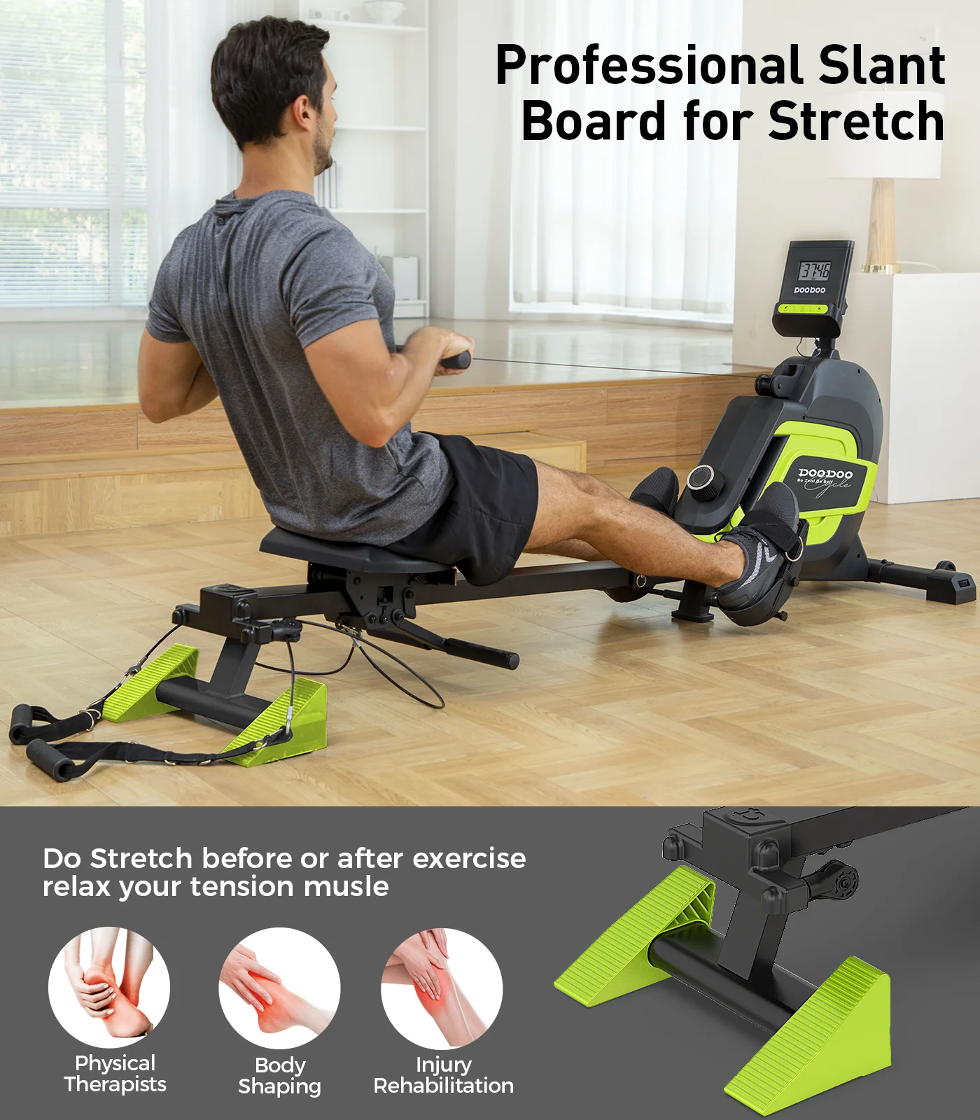 Pooboo 85% Pre-assembled Magnetic Rowing Machines Rower Foldable Build-in Bluetooth 8 Level Resistance Indoor Rower Machines Home Exercise 350lb - Womvr