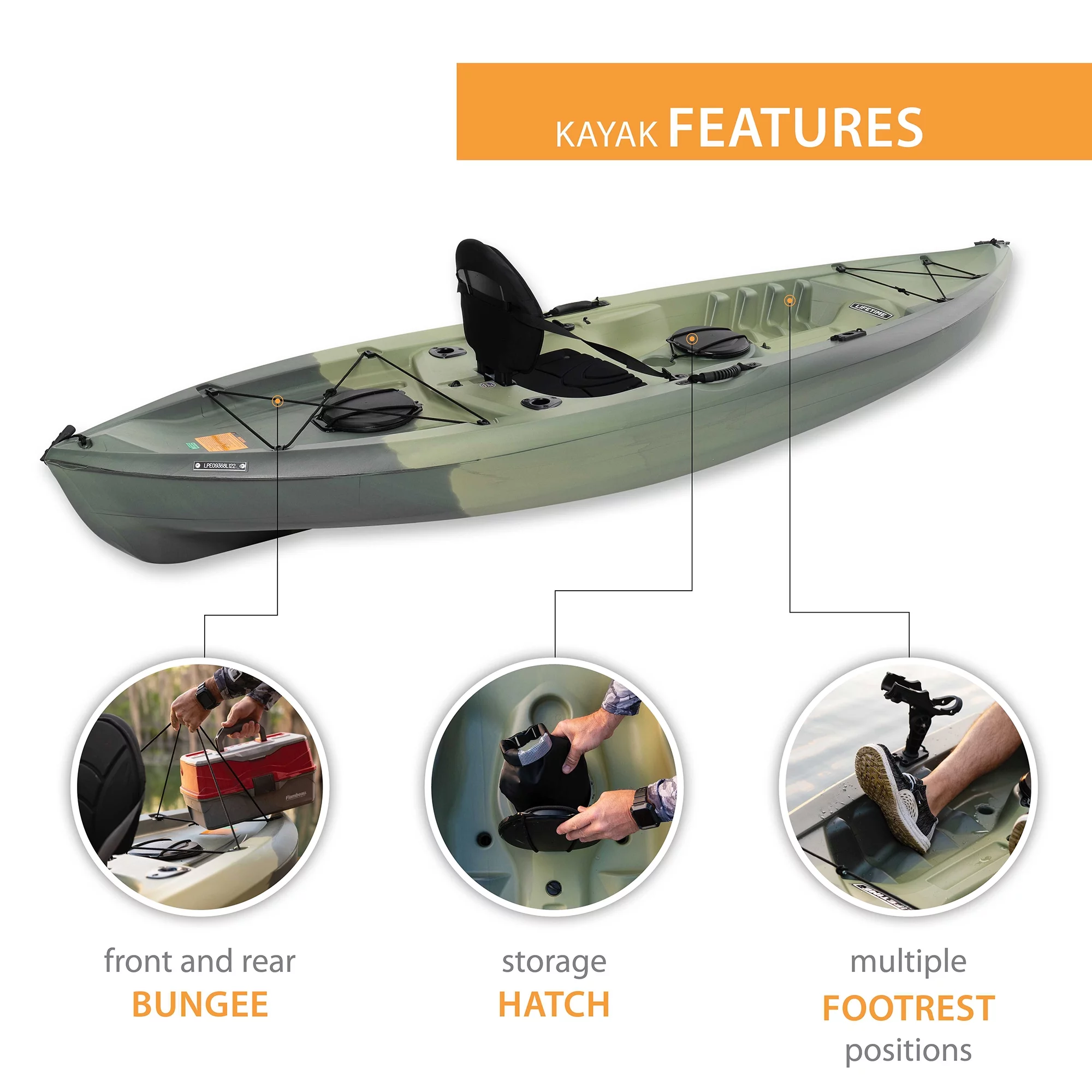Lifetime Tamarack Angler 100 Fishing Kayak - Olive Green (90539) - Womvr