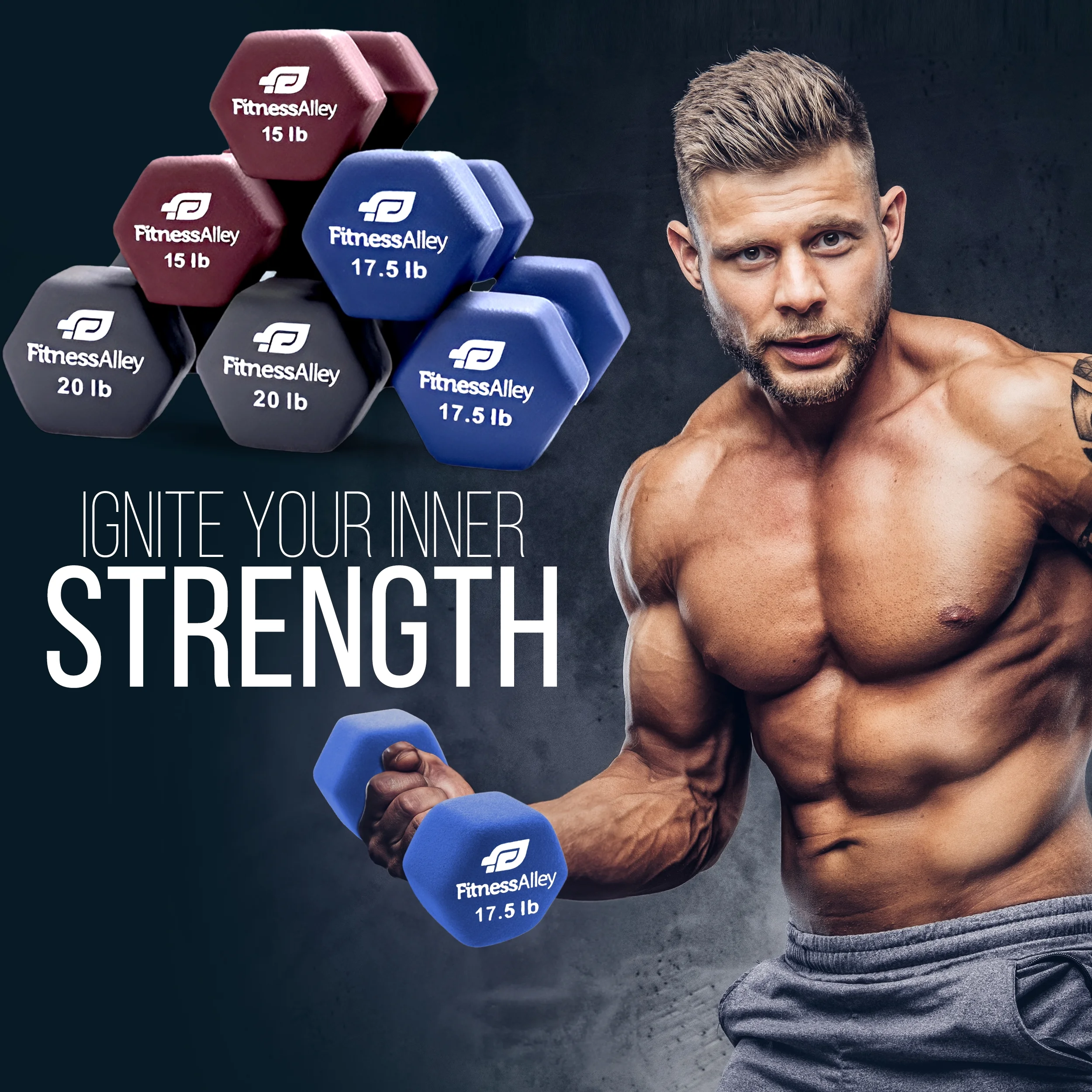 Fitness Alley Neoprene Workout Dumbbells - Non Slip, Anti Roll Exercise & Fitness Dumbbells Combo - Hex Shaped Hand weights for Men & Women(2, 4, 6, 8, & 10lb Dumbbells) - Womvr