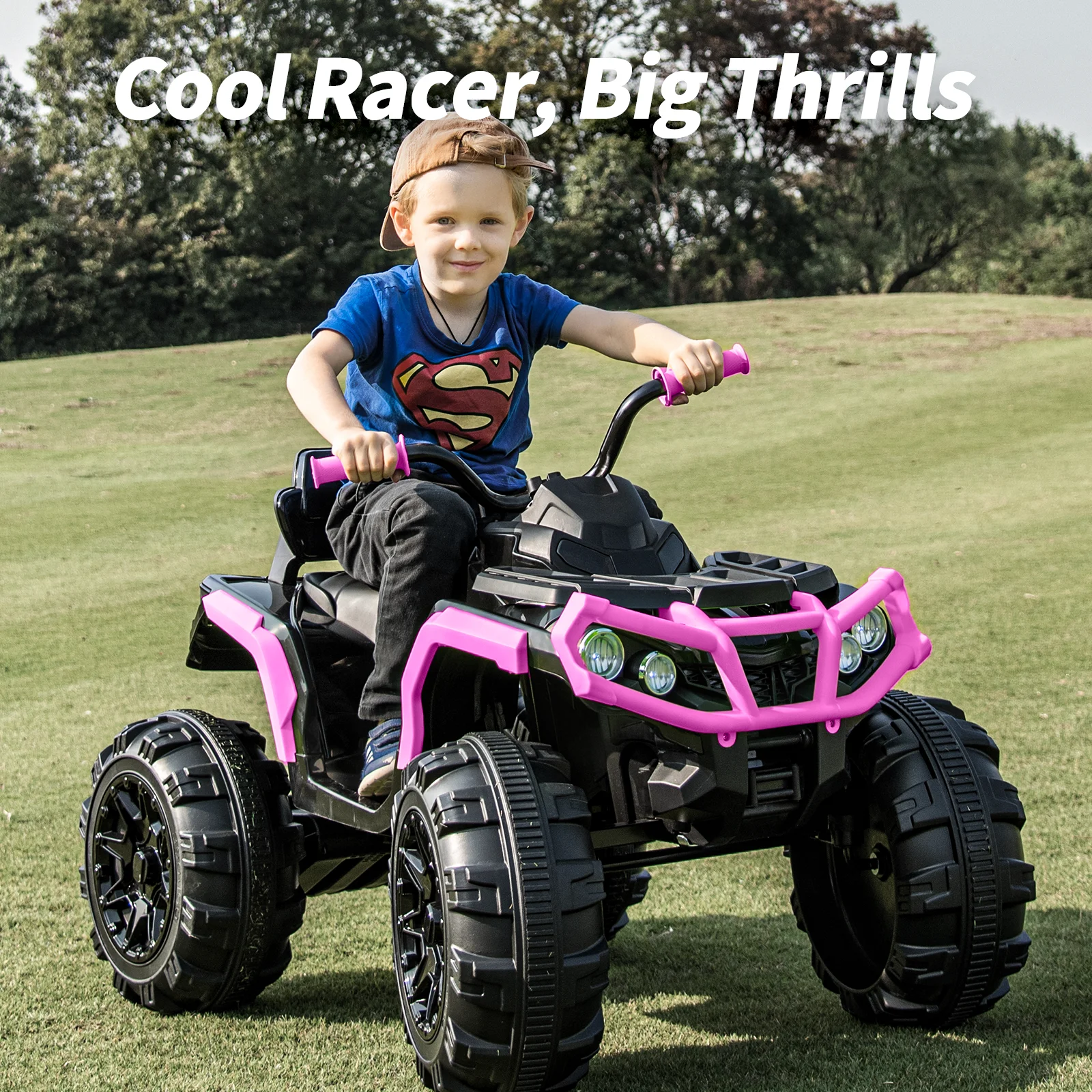 Outfunny 24V Kids 4 Wheeler, Electric ATV Quad Ride-on Toy for Big Kids Ages 3 and up - Womvr