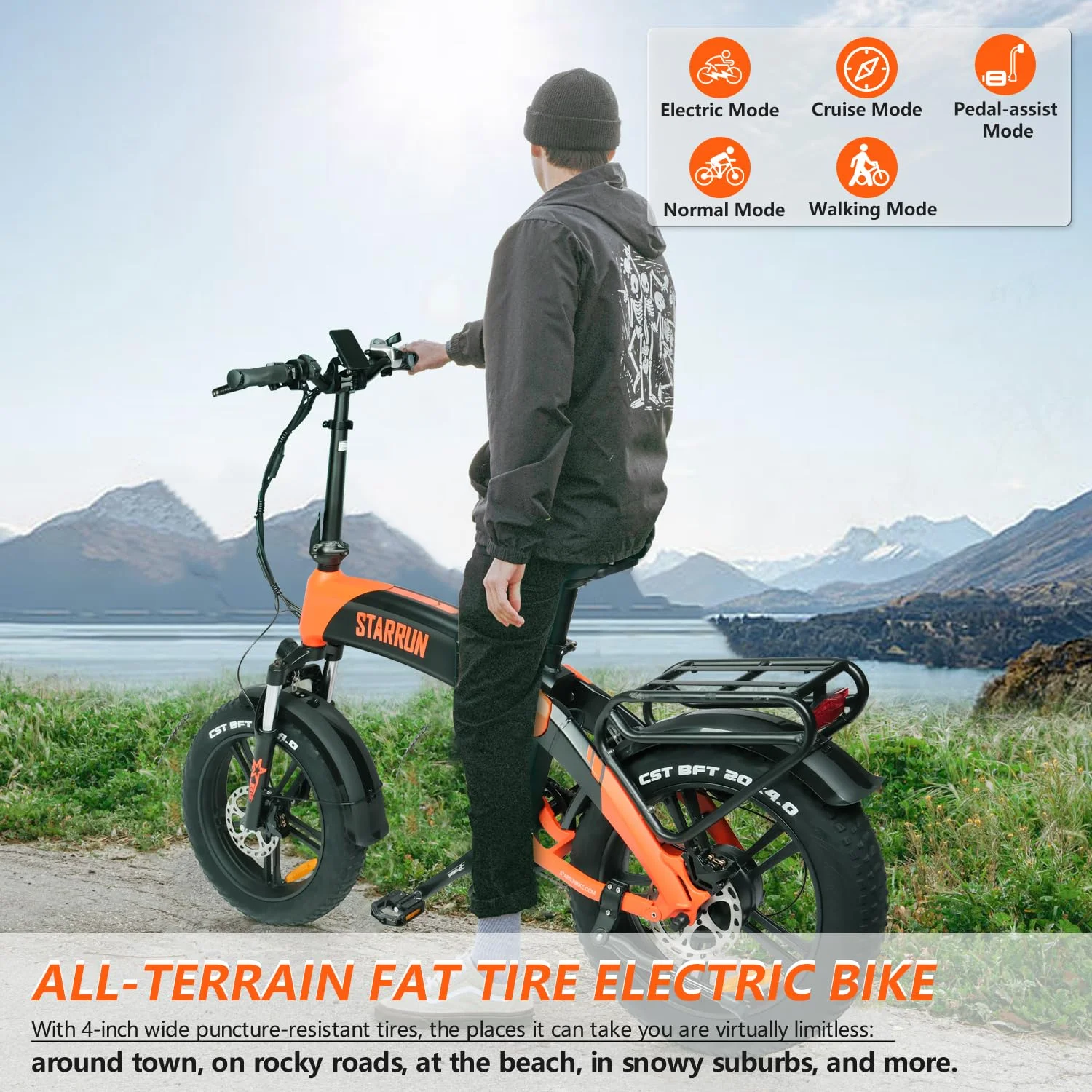 Starrun Foldable Electric Bike 52V 15AH Removable Battery Full Suspension E-Bicycle Hydraulic Brake EBike - Womvr
