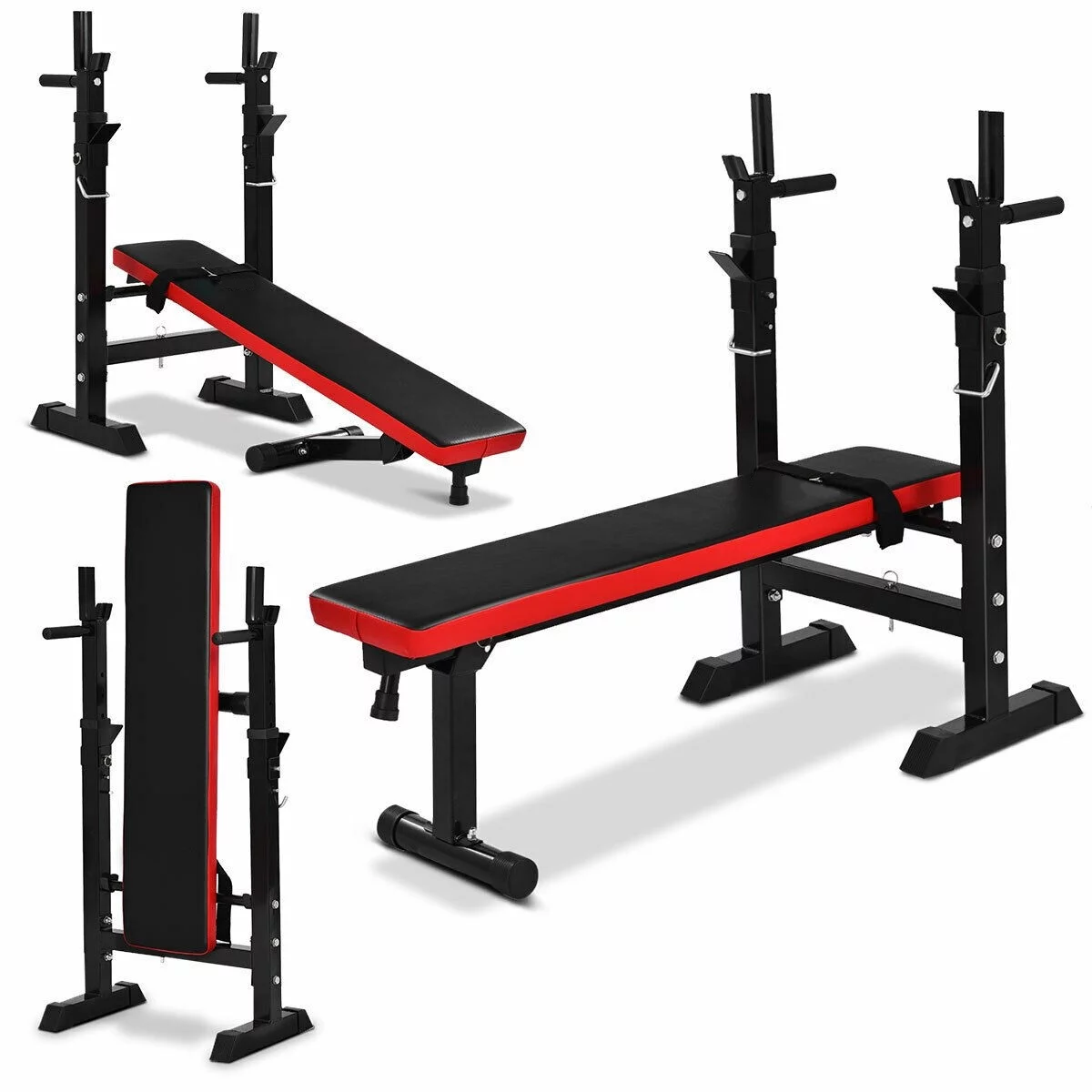 SUGIFT Adjustable Weight Bench with 330 Lbs. Black/Red - Womvr
