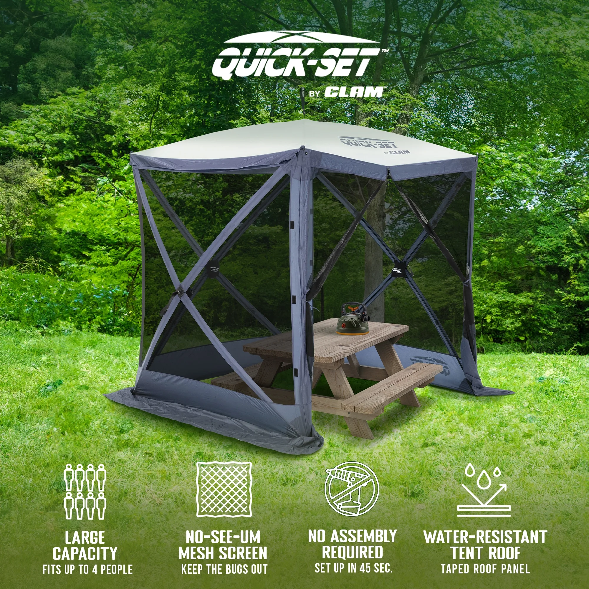 CLAM Quick-Set 9 x 9 Ft Venture Portable Outdoor Canopy Shelter, Green/Tan - Womvr