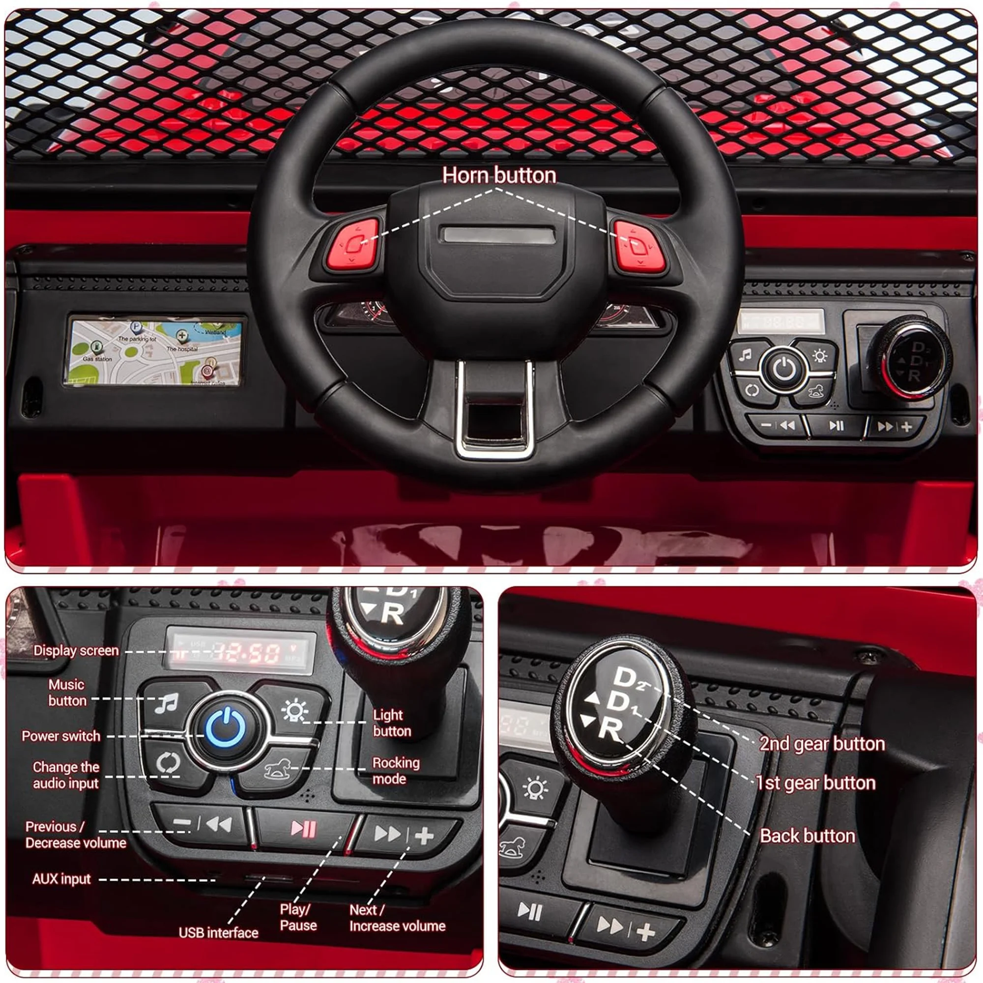 Inolait 12V Ride on Toy, Kids Ride on Truck Car 2 Seater with Remote - Womvr