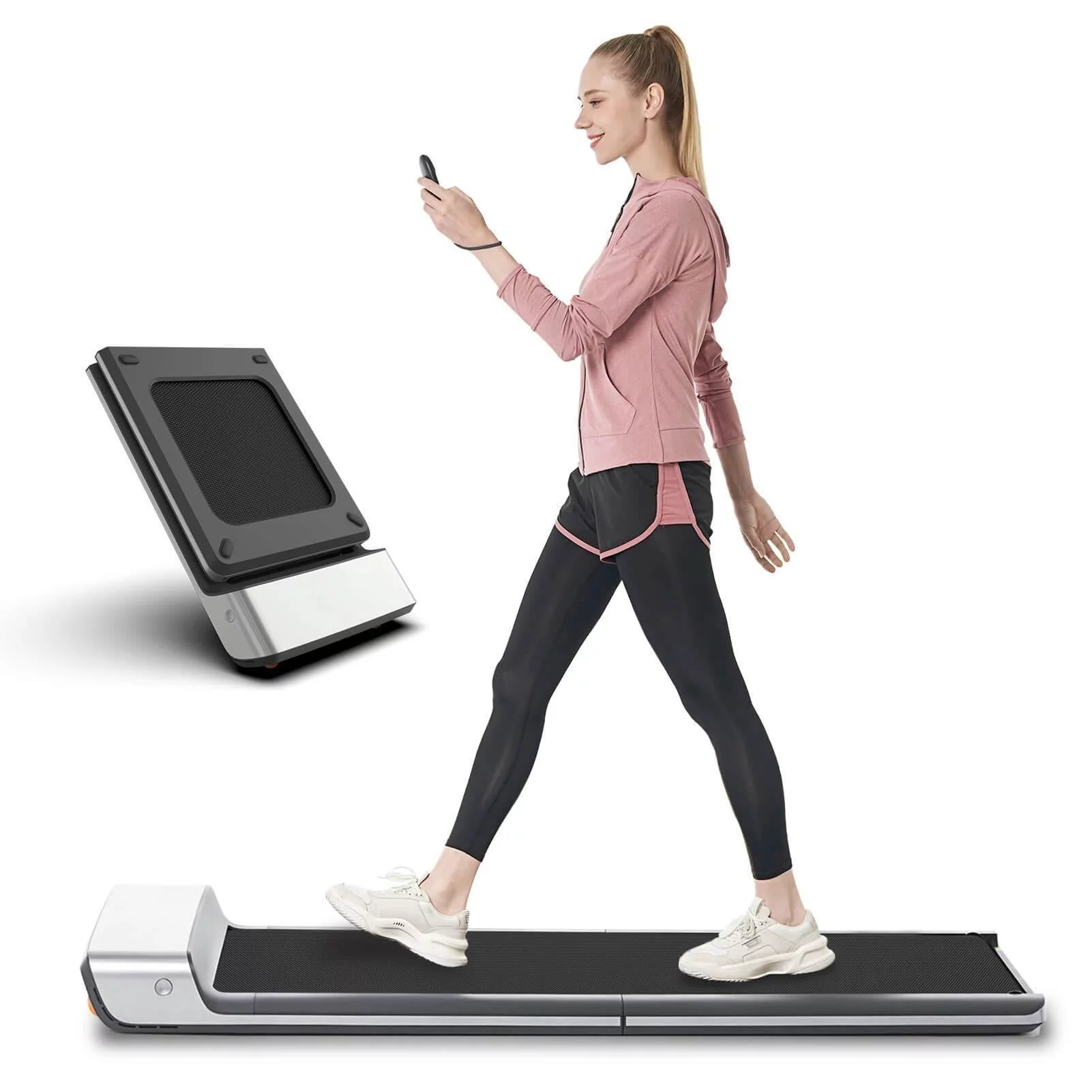 WalkingPad Folding Treadmill, Ultra Slim Foldable Treadmill Smart Fold Walking Pad Portable Safety Non Holder Gym and Running Device P1 Grey 0.5-3.72MPH - Womvr