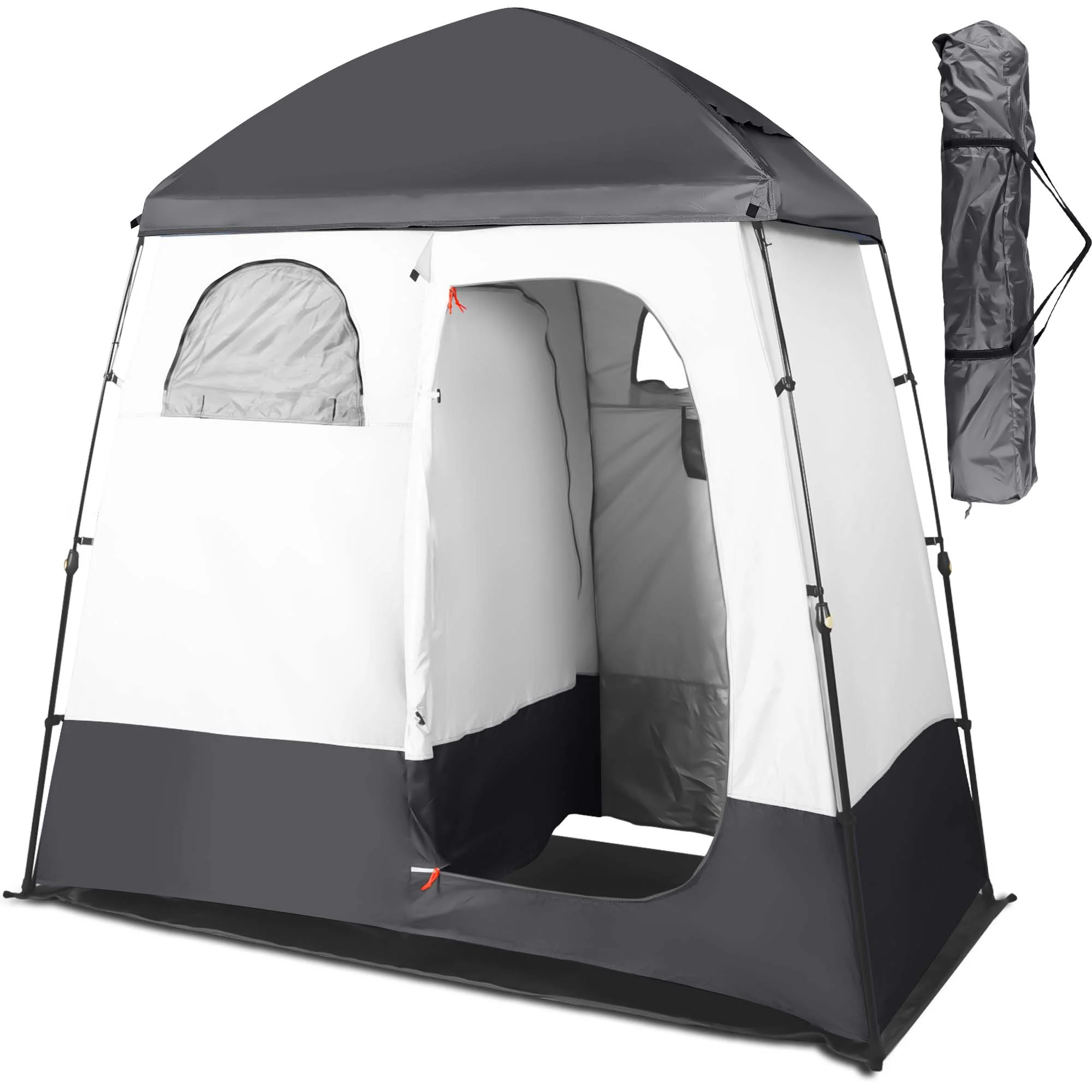 GVDV Camping Shower Tent Oversize Space Privacy Tent Portable Outdoor Shower Tents for Camping with Floor Changing Tent Dressing Room Easy Set Up Shower Privacy Shelter 2 Rooms Toilet Tent - Womvr