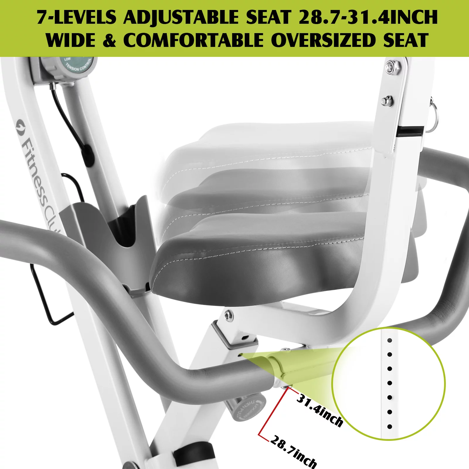 FitnessClub Folding Upright Cycling Exercise Bike w/ Backrest Magnetic Resistance Stationary (Green) - Womvr