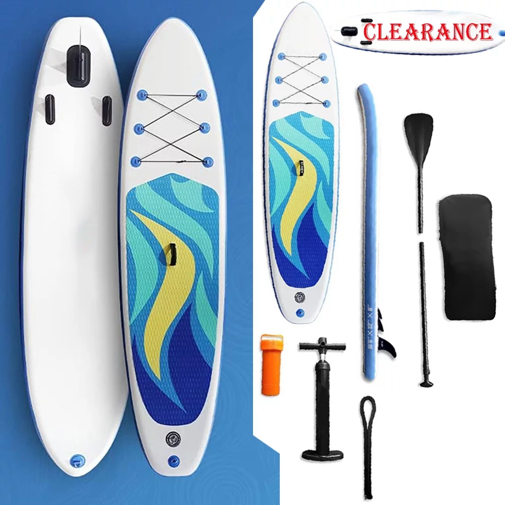 Seizeen 10'6 Paddle Board for Adult & Teen, Inflatable Paddle Board Non-slip Stand Up SUP Set with Accessories, Paddle Pump Backpack Fin Leash Repair Kit, Blue - Womvr