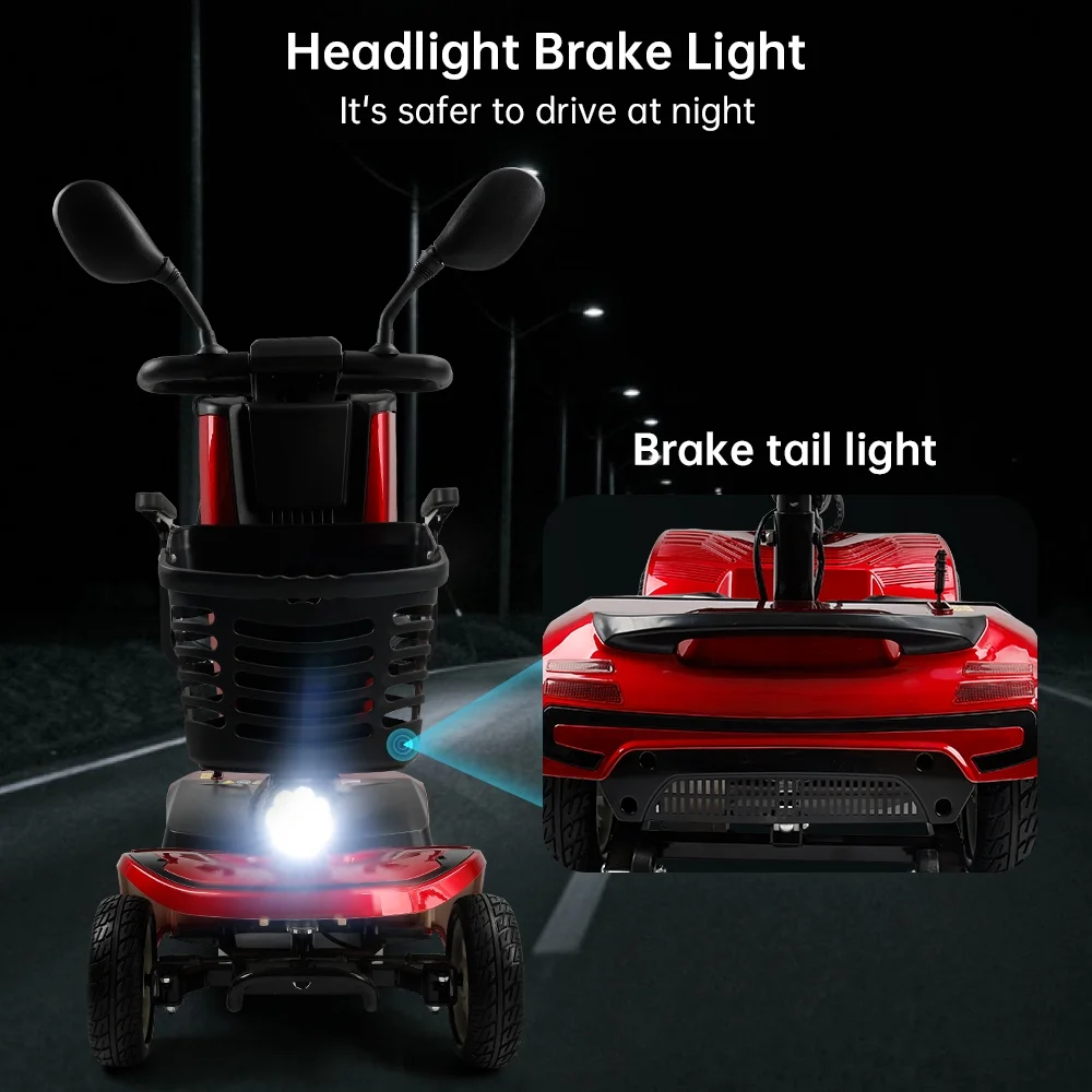 Artudatech Mobility Scooter, Electric Powered Wheelchair Device for Travel, Adults, Elderly 4 wheels 300lb Weight Cap Model with Cup Holder - Womvr