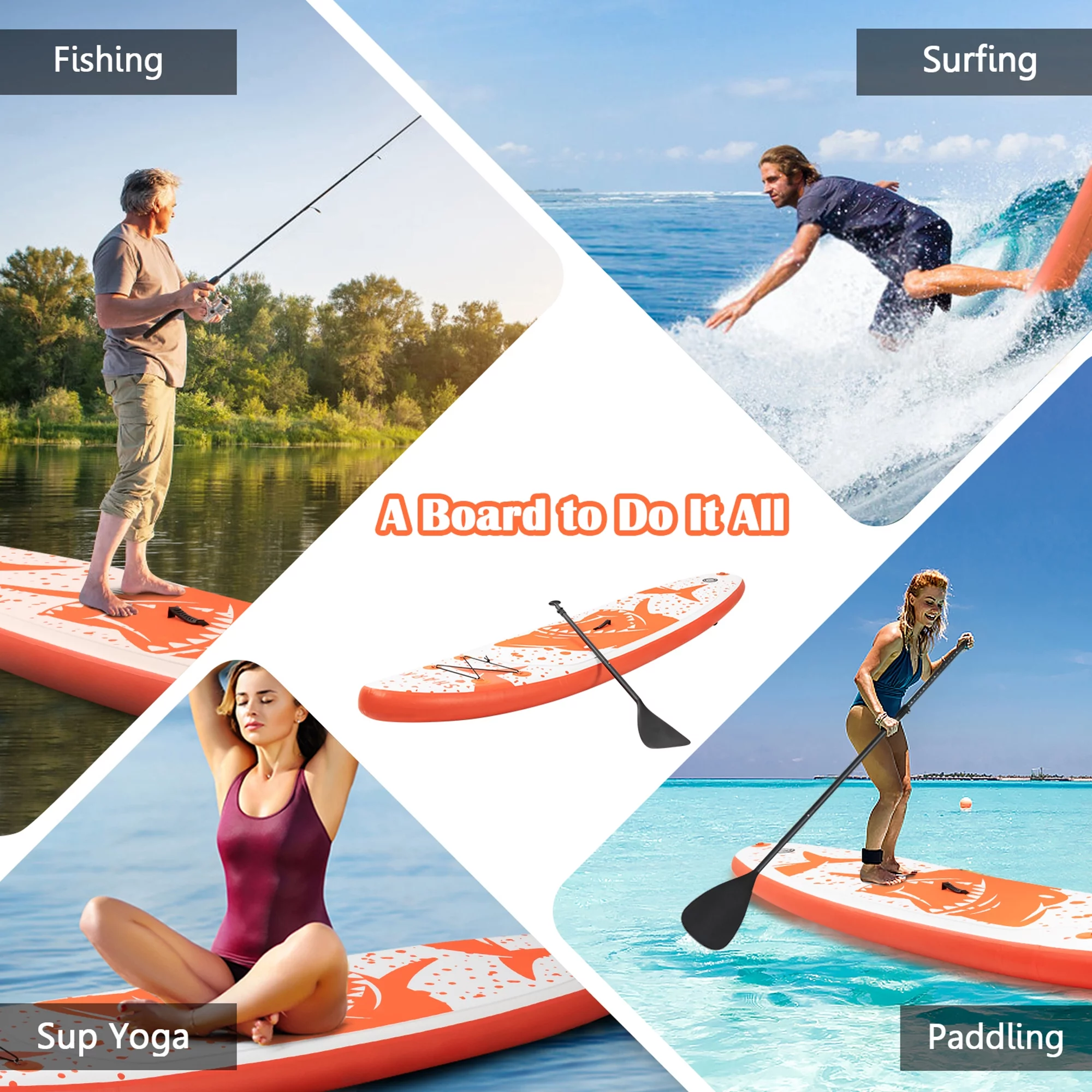 Gymax 11' Inflatable Stand-Up Paddle Board Non-Slip Deck Surfboard w/ Hand Pump - Womvr