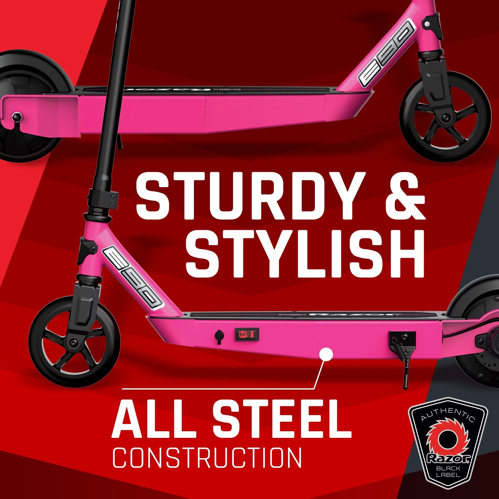 Razor Black Label E90 Electric Scooter - Green, for Kids Ages 8+ and up to 120 lbs, up to 10 mph - Womvr