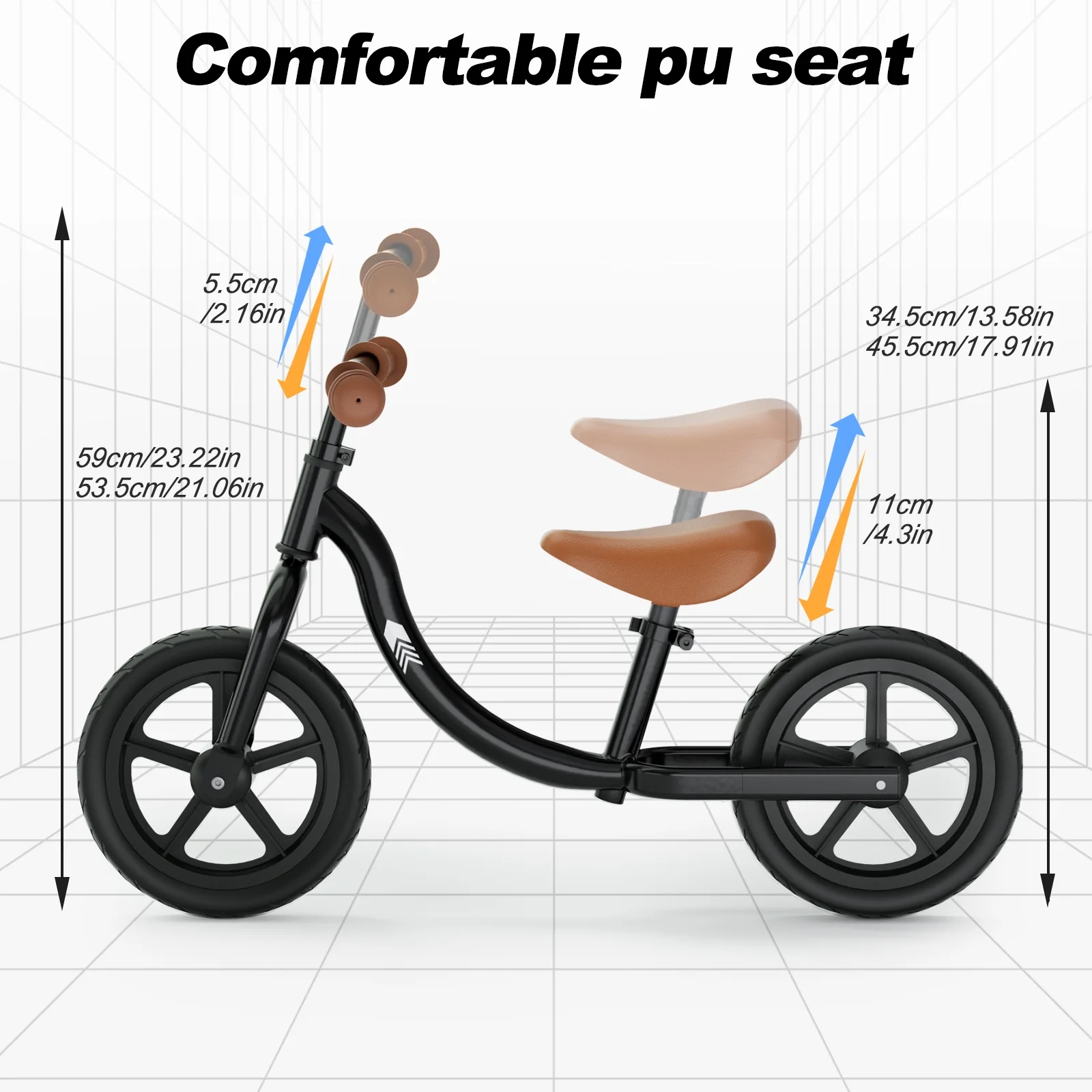 KORIMEFA Toddler Balance Bike - Lightweight Toddler Bike for 2, 3, 4, 5 Year Old Boys and Girls - No Pedal Bikes for Kids with Adjustable Handlebar and seat - Aluminium, EVA Tires - Training Bike - Womvr