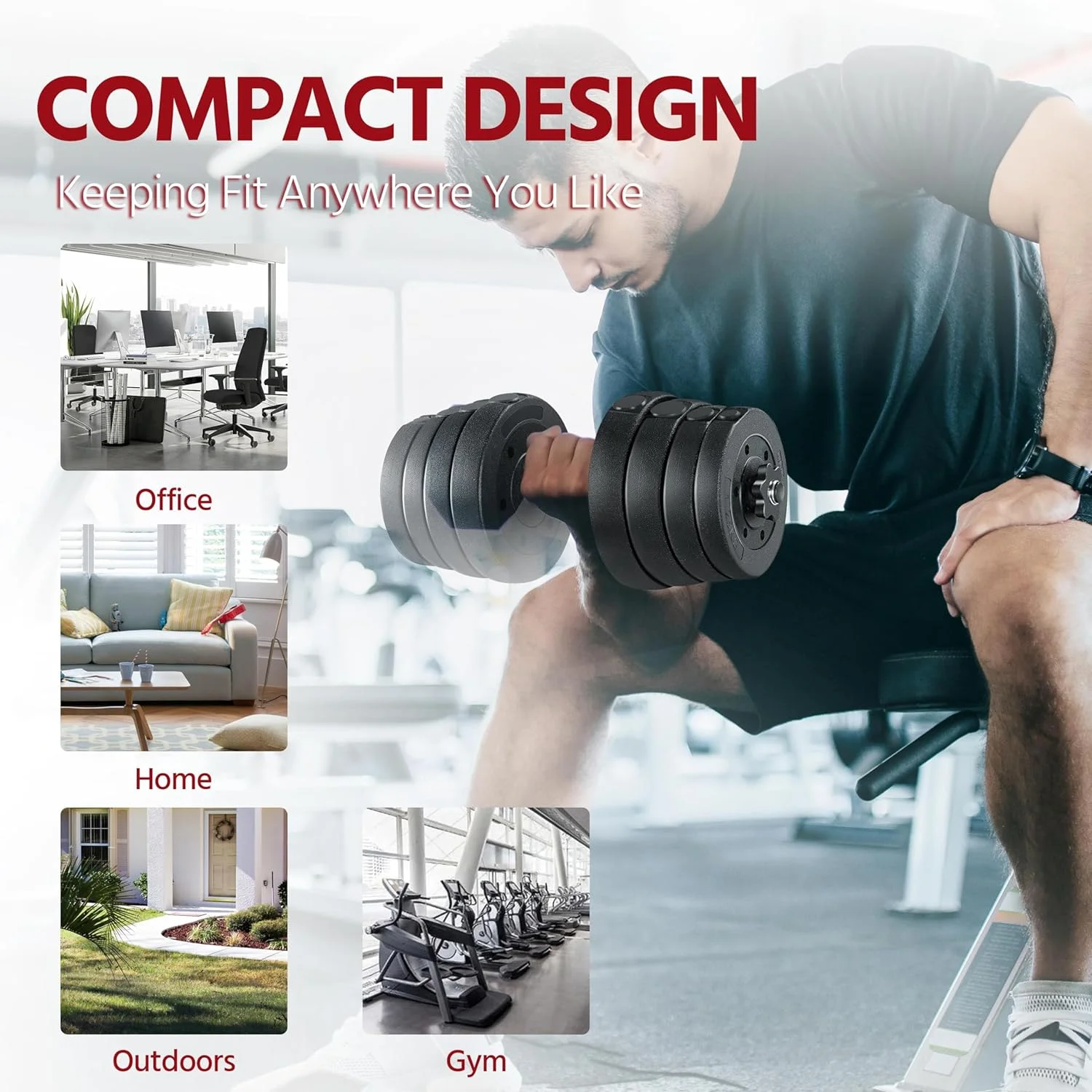 Dumbbells Weight Set 44LB/66LB Adjustable Dumbbell Weights Exercise & Fitness Equipment for Women & Men Gym Home Strength Bodybuilding Training - Womvr