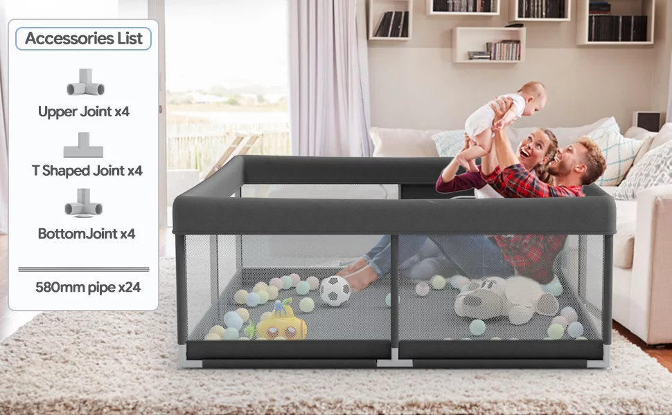 Pkinoicy 47x47inch Play Pen with Mat for Babies and Toddlers, Playpen with Mat, Baby Playpen with Mat, mall Baby Playpen with Mat - Womvr
