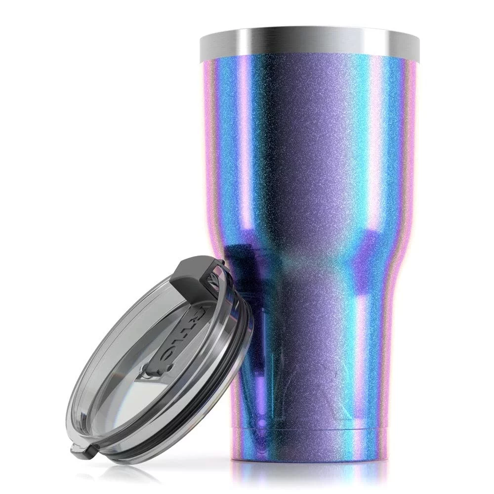 RTIC 30 OZ Insulated Tumbler Stainless Steel Coffee Travel Mug with Lid, Spill Proof, Hot Beverage and Cold, Portable Thermal Cup for Car, Camping, Deep Harbor - Womvr