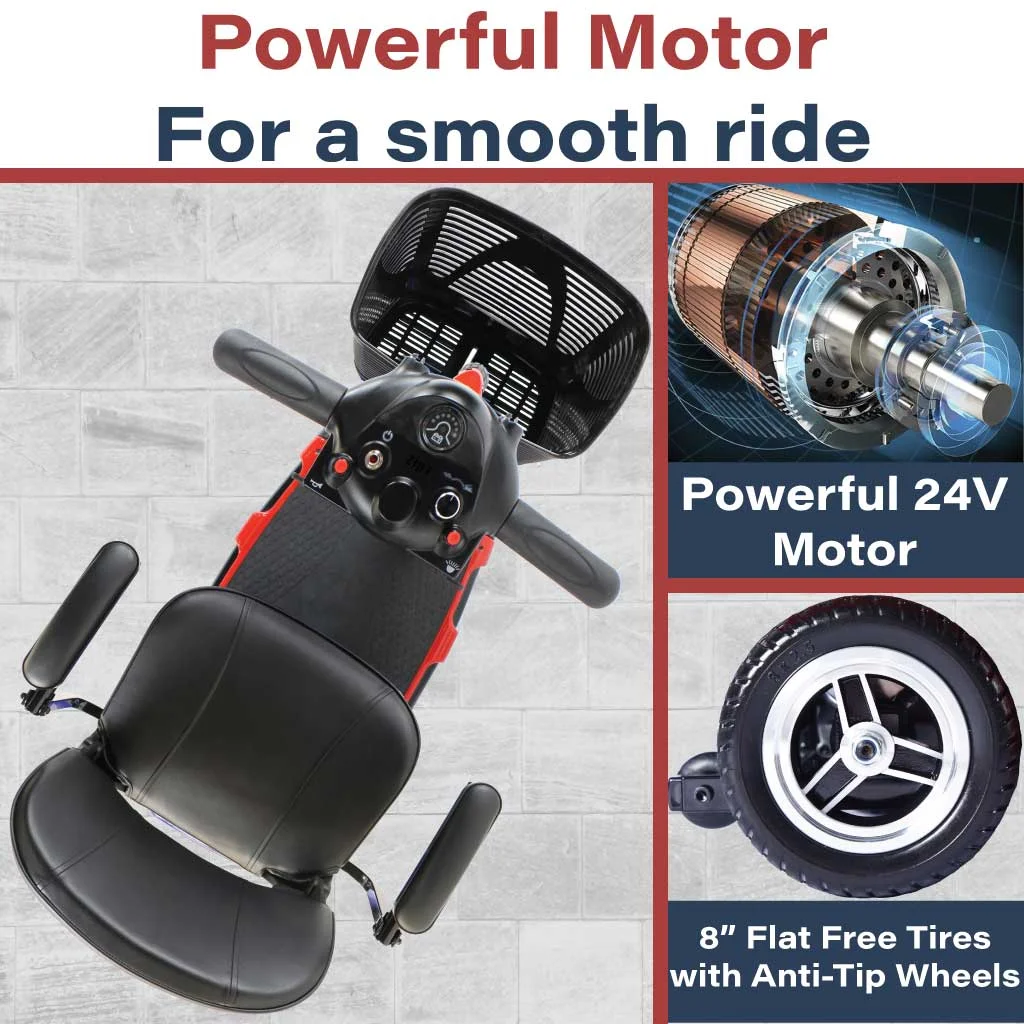 Zip'r Roo 3-Wheel Travel Mobility Scooter, Red - Womvr