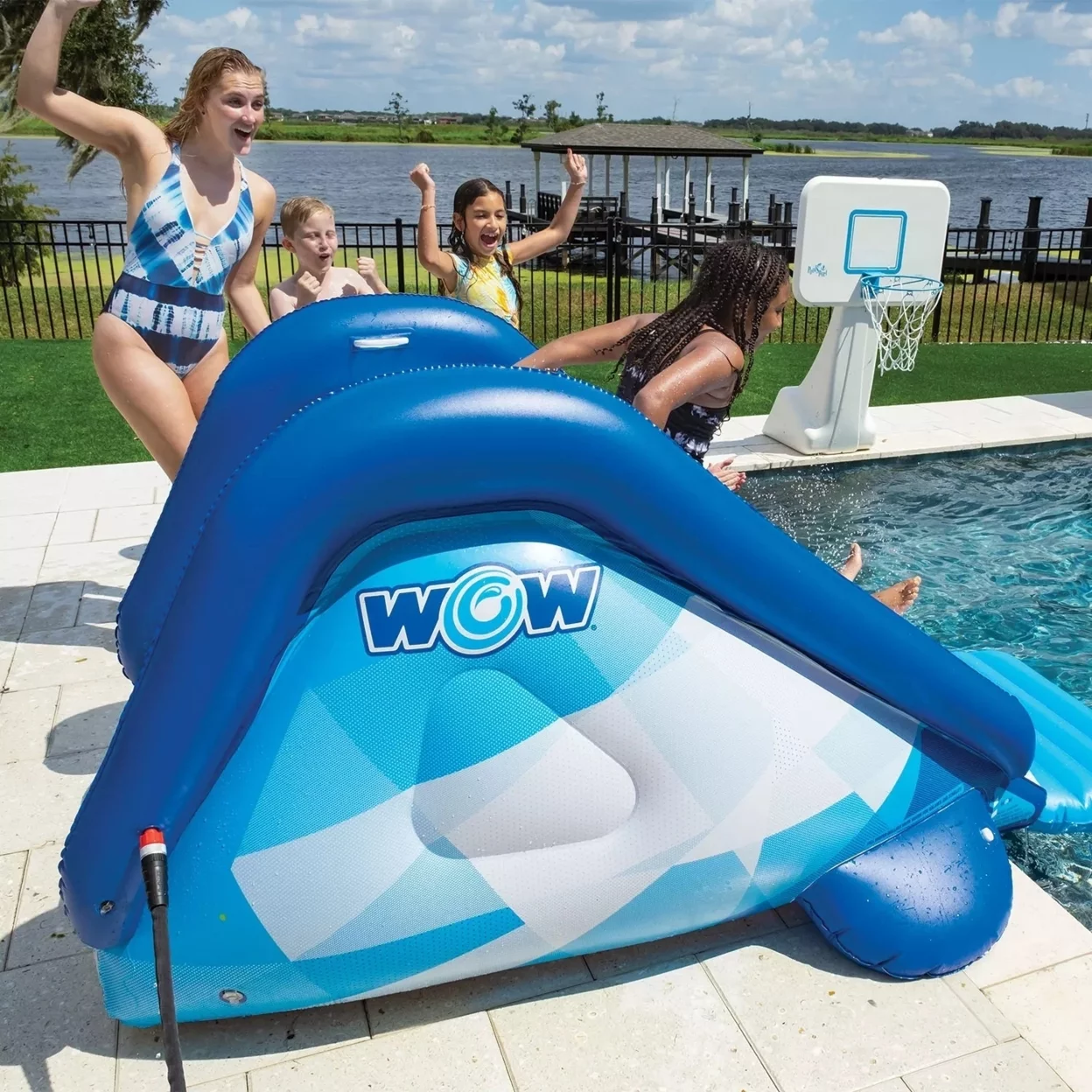 WOW Sports Cascade Pool Slide, Inflatable Slide with Sprinkler - Womvr