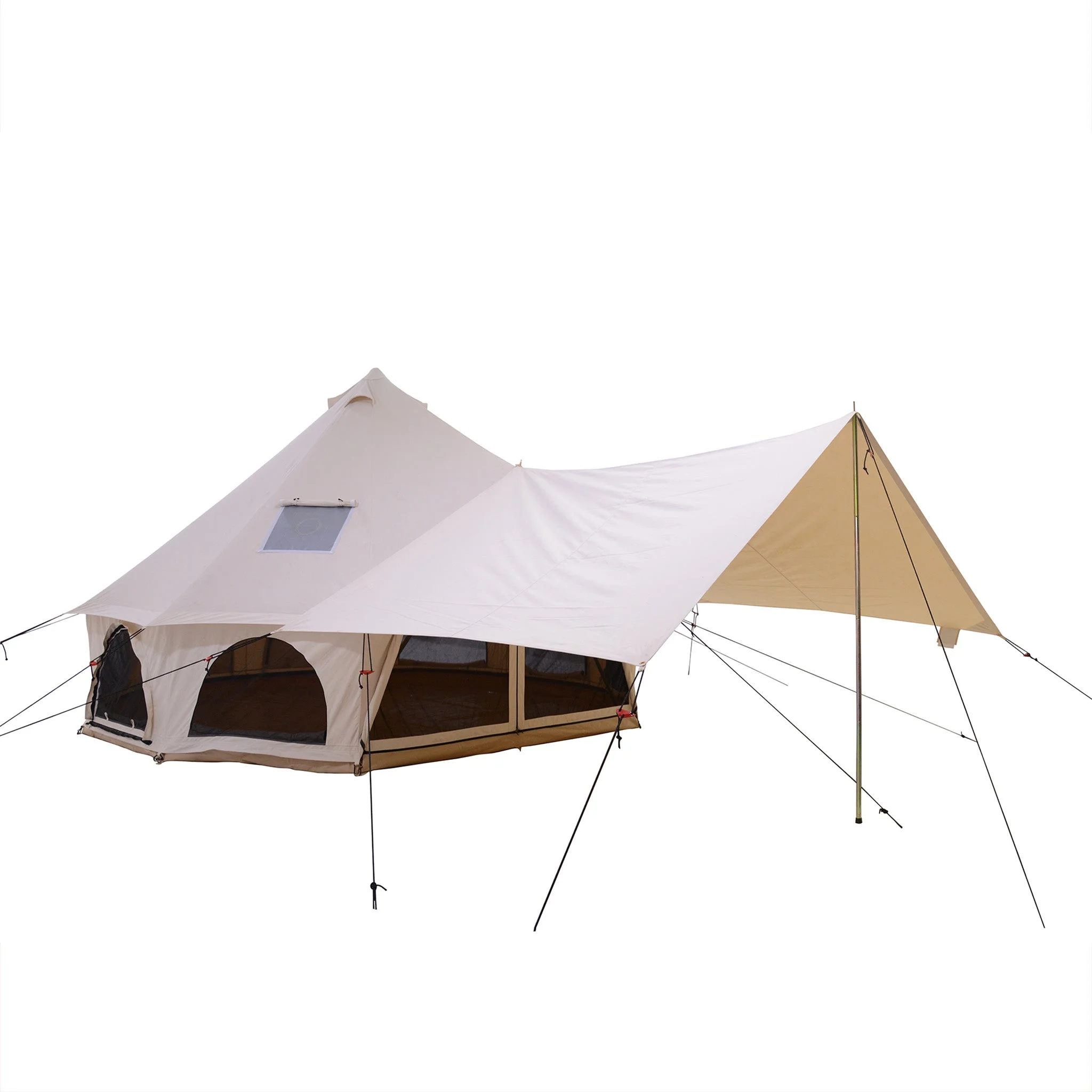 WHITEDUCK Regatta Awning - Desert Red - 10' for Bell Tent - Complete Canopy with Poles for All Season Camping and Glamping - Womvr