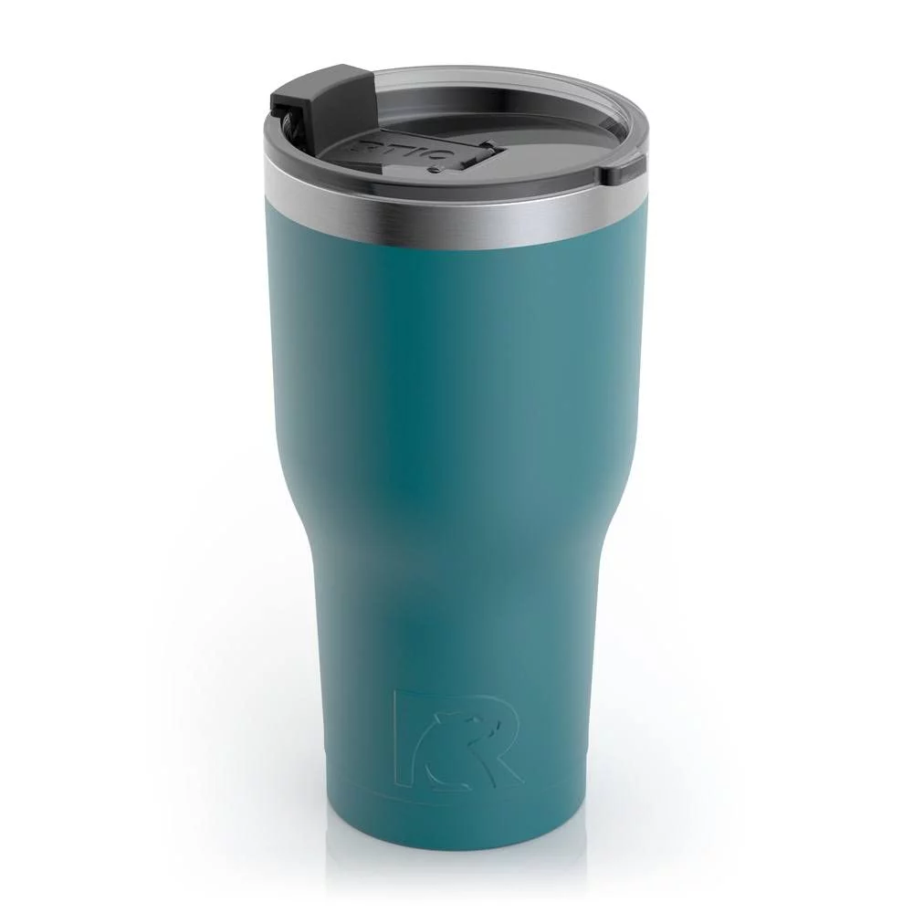 RTIC 30 OZ Insulated Tumbler Stainless Steel Coffee Travel Mug with Lid, Spill Proof, Hot Beverage and Cold, Portable Thermal Cup for Car, Camping, Deep Harbor - Womvr
