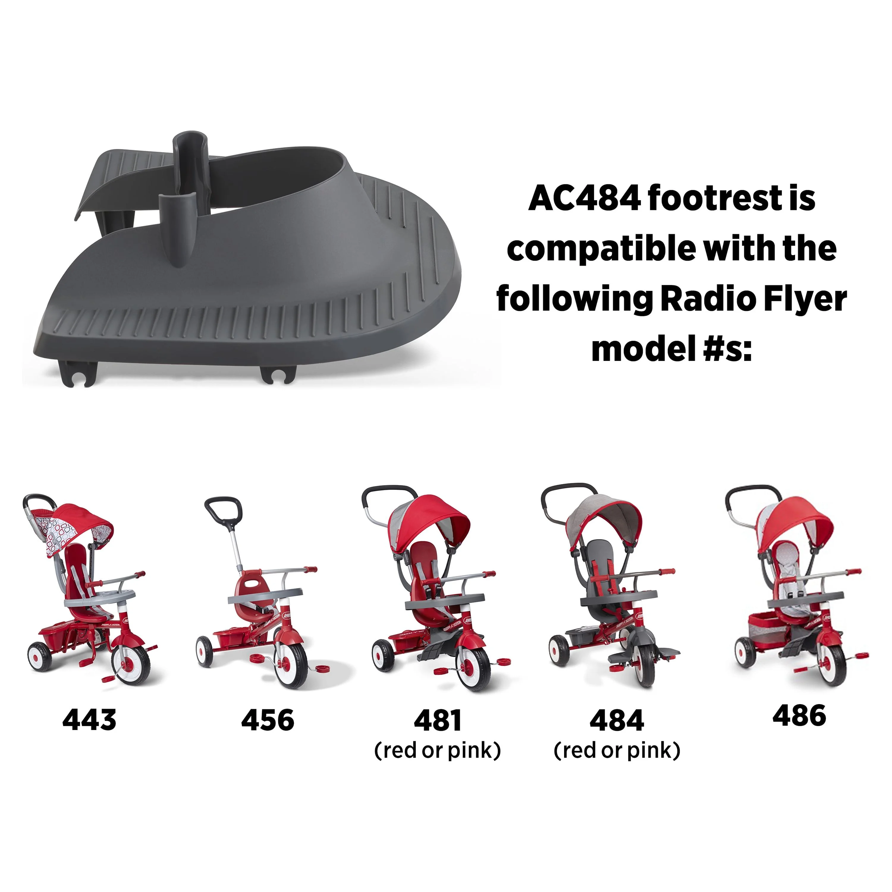 Radio Flyer Front Wheel Footrest Accessory for Stroll 'N Trikes, Gray - Womvr