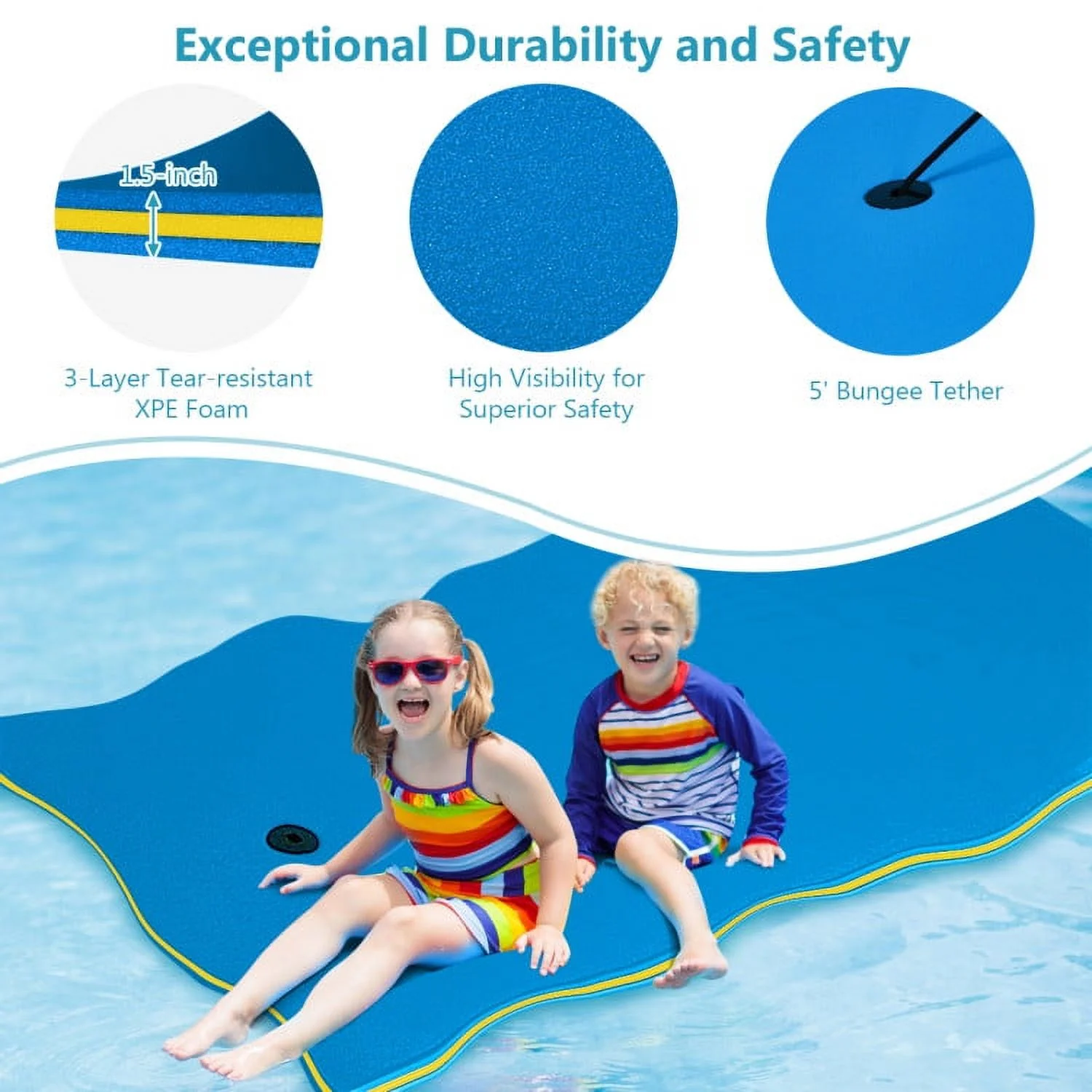 Inflatable Swimming Pool Duck Themed Kiddie Pools with Sprinkler for Age Over 3-Blue - Womvr