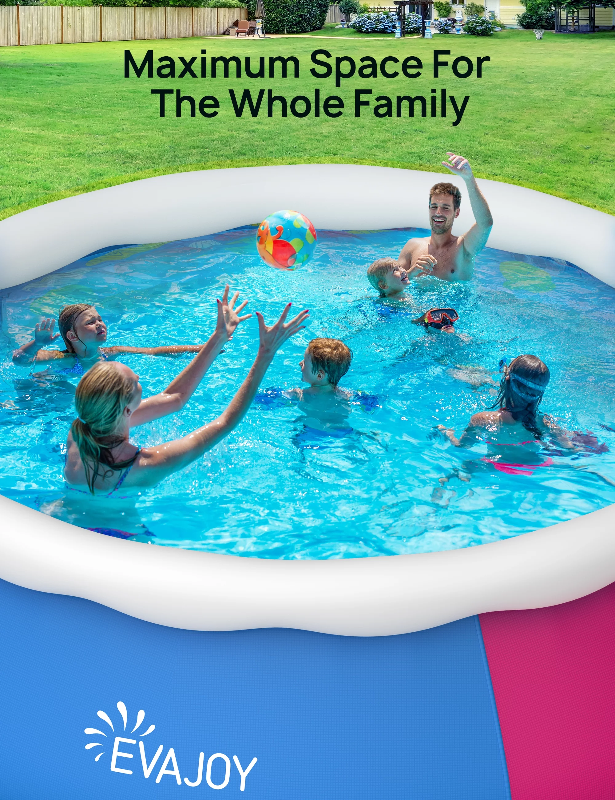 EVAJOY 10ft �� 30in Easy Set Inflatable Swimming Pool with Pool Cover - Perfect Above Ground Pool for Family Fun in Your Backyard Garden - Womvr
