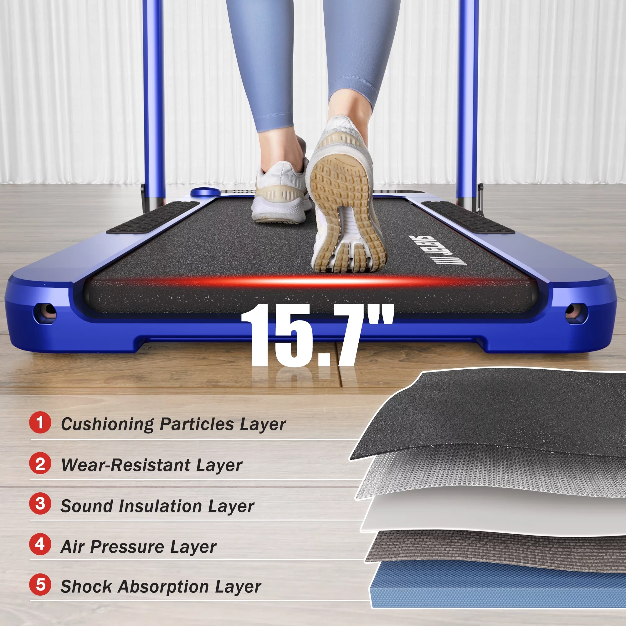 JELENS 2 in 1 Incline Treadmill Under Desk Walking Pad 2.5HP Home Folding Treadmills with Gesture Sensing Control, Walking Machine for Office with Led Display - Womvr