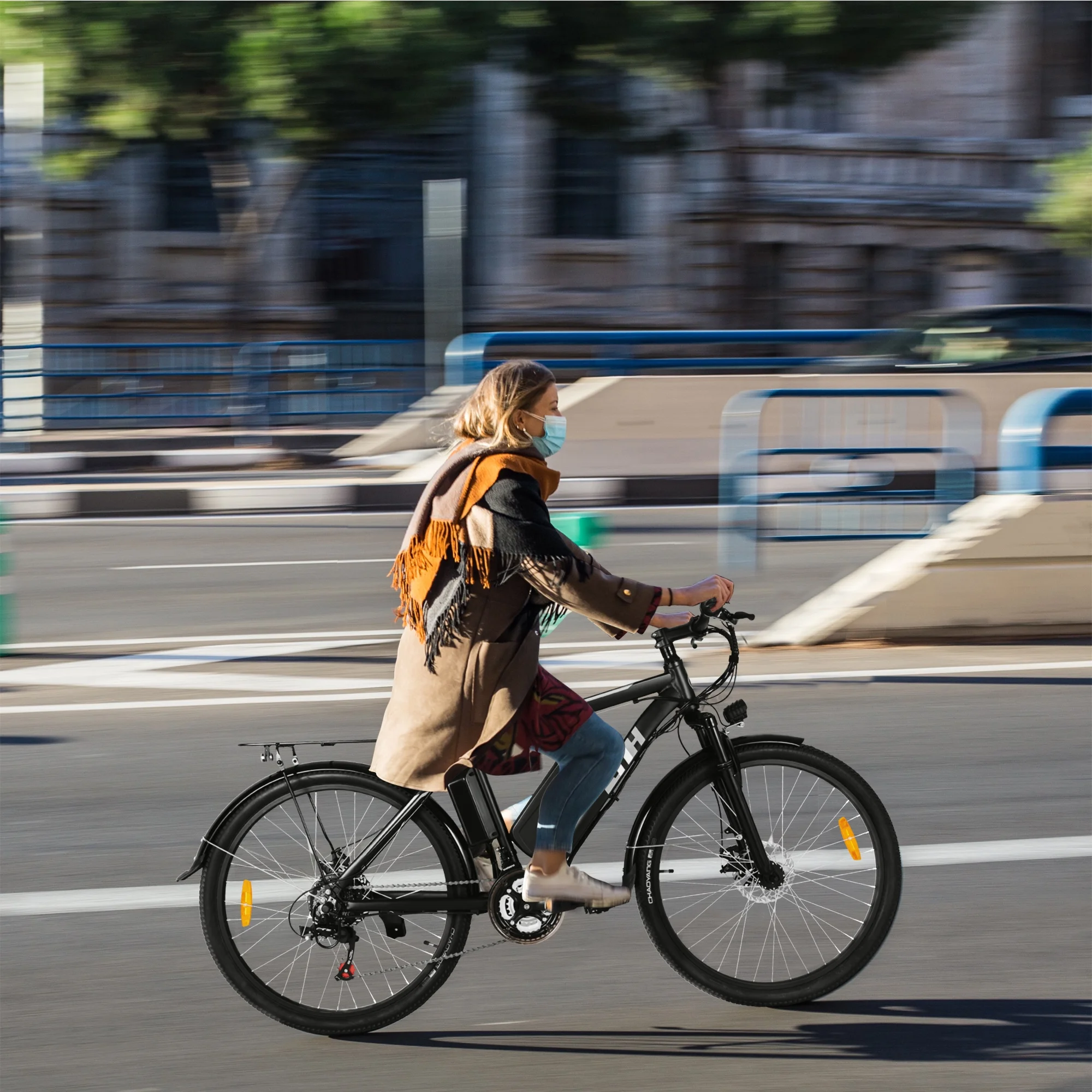 ZNH Mountain Electric Bicycle, 26 in. 350 W, Removable 36 V/10 Ah Battery, Black - Womvr