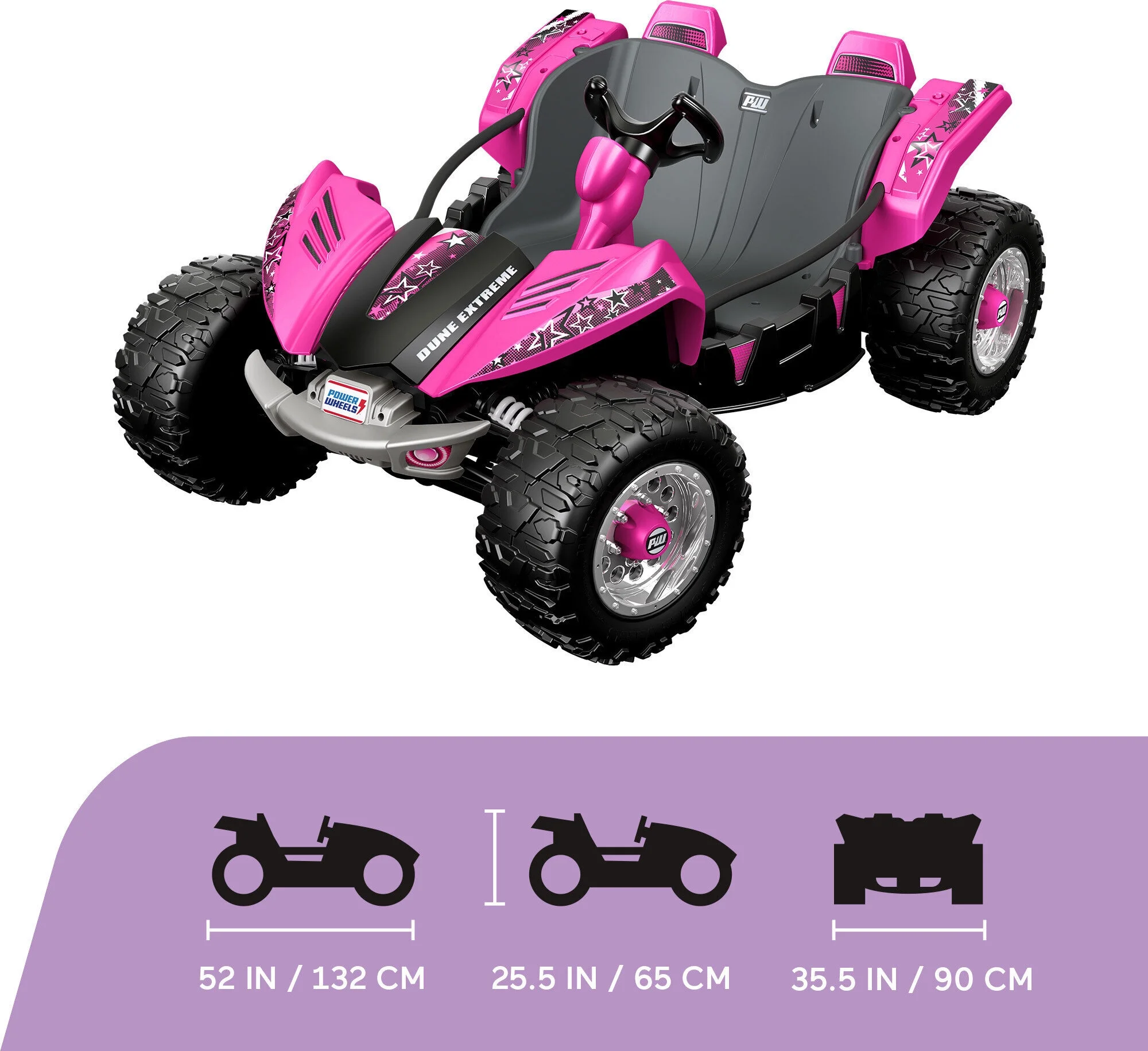 12V Power Wheels Dune Racer Extreme Battery-Powered Ride-On Vehicle with Charger, Pink - Womvr