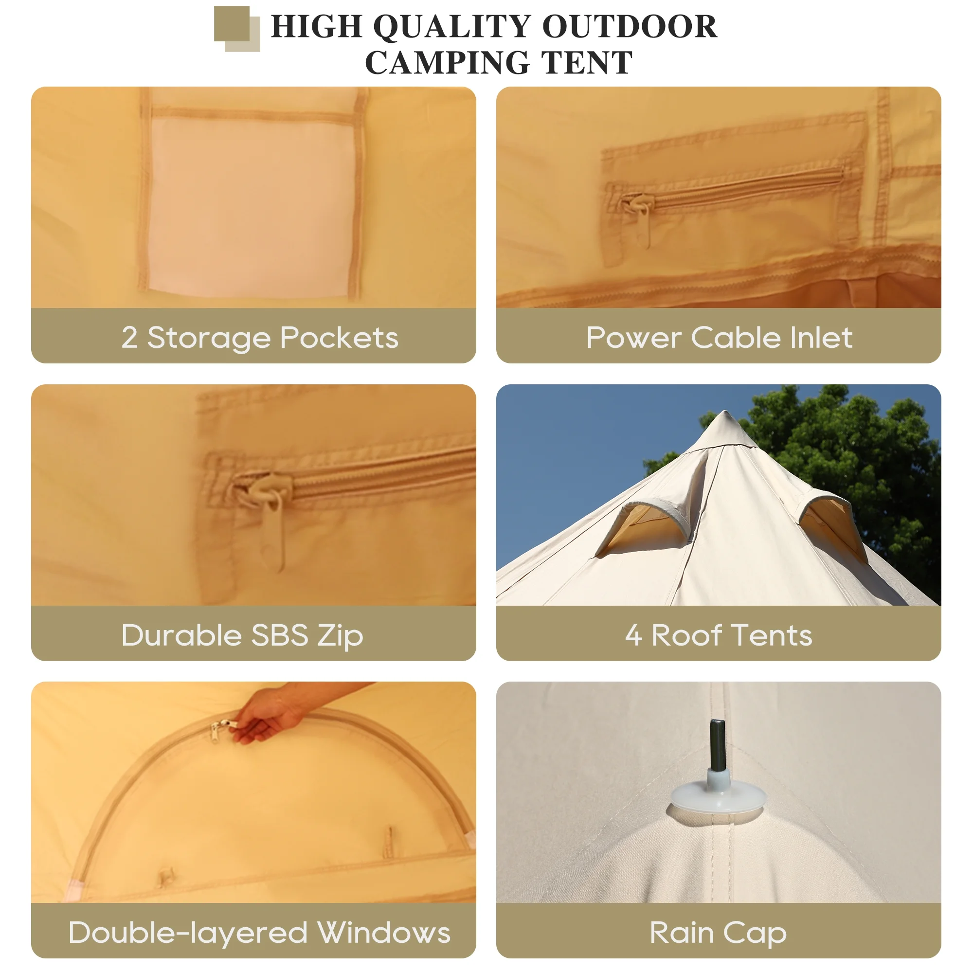 LVUYOYO Bell Tent for Camping, Cotton Canvas Bell Tent with Stove Jack, Outdoor Canvas Bell Tent for Family Glamping Camping, 4 Season Tent with Zipped Removable Floor,5M,Green - Womvr