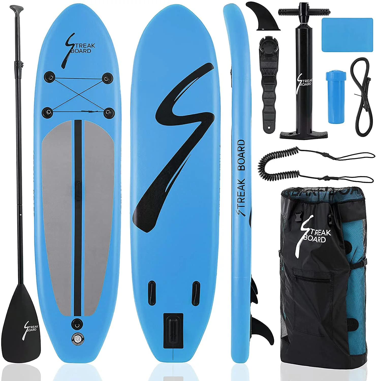 streakboard Inflatable Paddle Board Stand Up Paddle Board SUP with Complete Kit Non-Slip Deck - Womvr