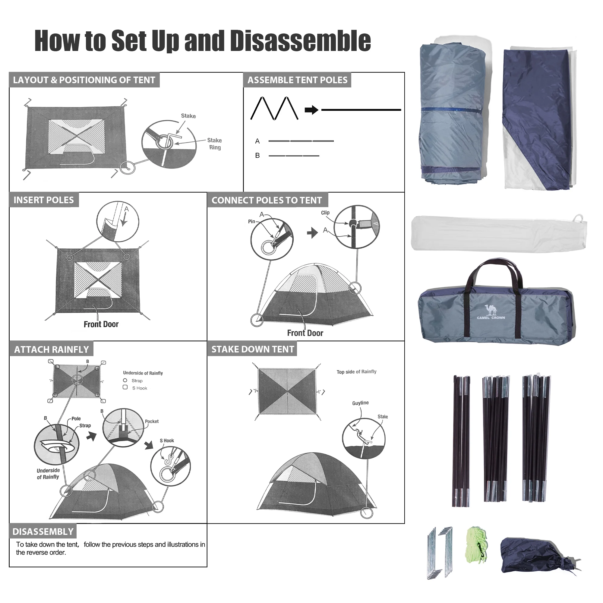 Camel Crown Camping Tent Waterproof 5-6 Person Tent for Camping Outdoor Backpacking Tents Lightweight Dome Tent Windproof Emergency Tent Easy Up Tents with Carry Bag - Womvr