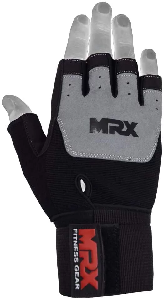 MRX Weight Lifting Gloves Gym Power Training Fitness Bodybuilding Glove Long Wrist Strap Black / Red M - Womvr