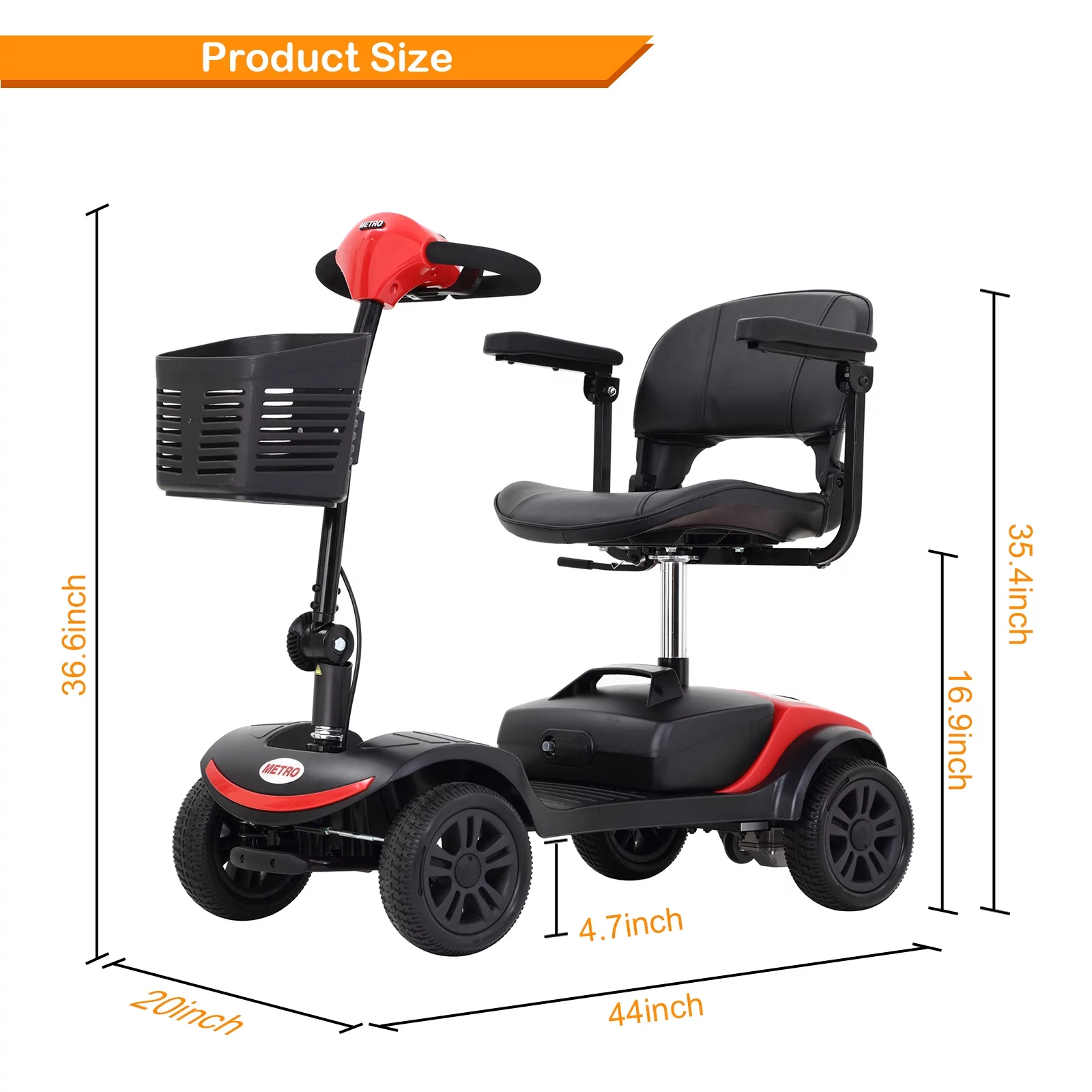 4 Wheels Folding Mobility Scooter for Seniors Adults with Baskets Blue - Womvr