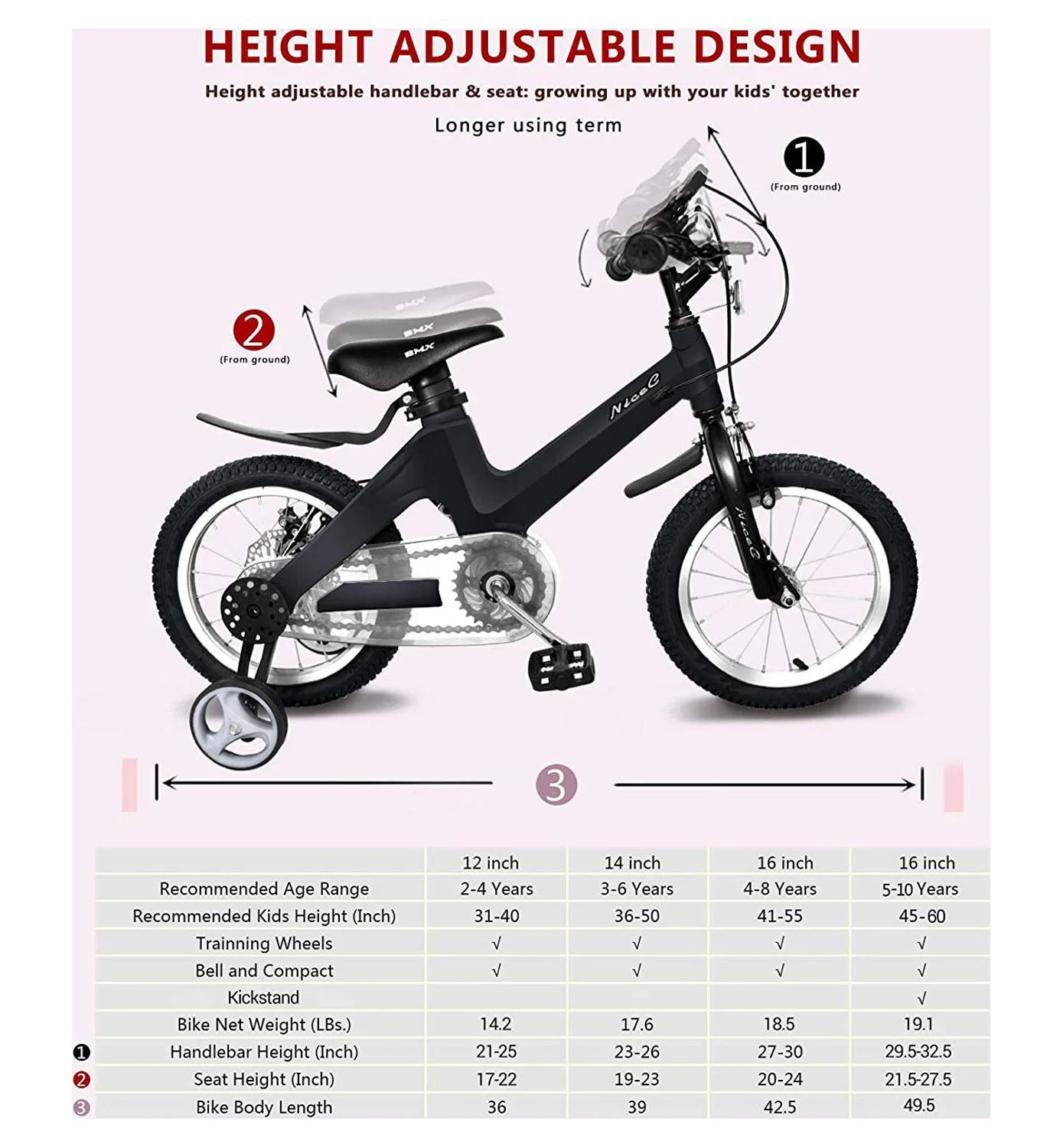 Nice C 12 In., BMX Kids Bicycle, Champagne - Womvr