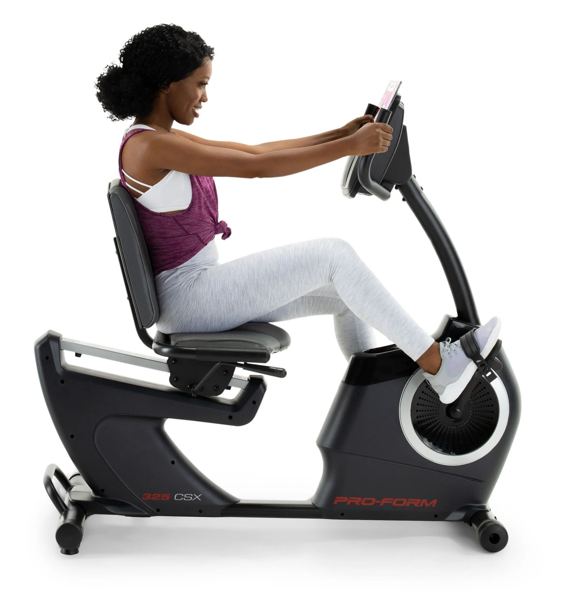 ProForm 325 CSX; Recumbent Exercise Bike with 5” Display, Built-In Tablet Holder, and Fan - Womvr