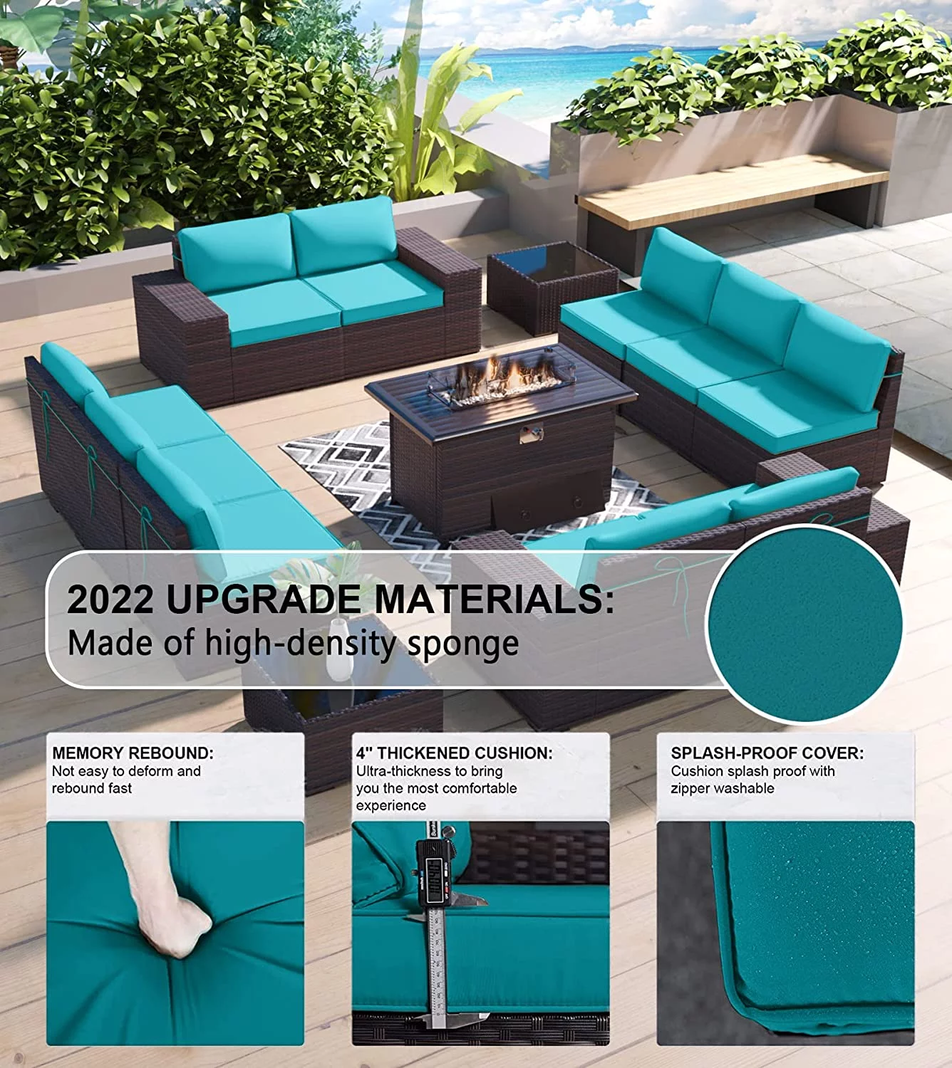 Gotland 13 Pieces Outdoor Patio Rattan Wicker Furniture Set with 43