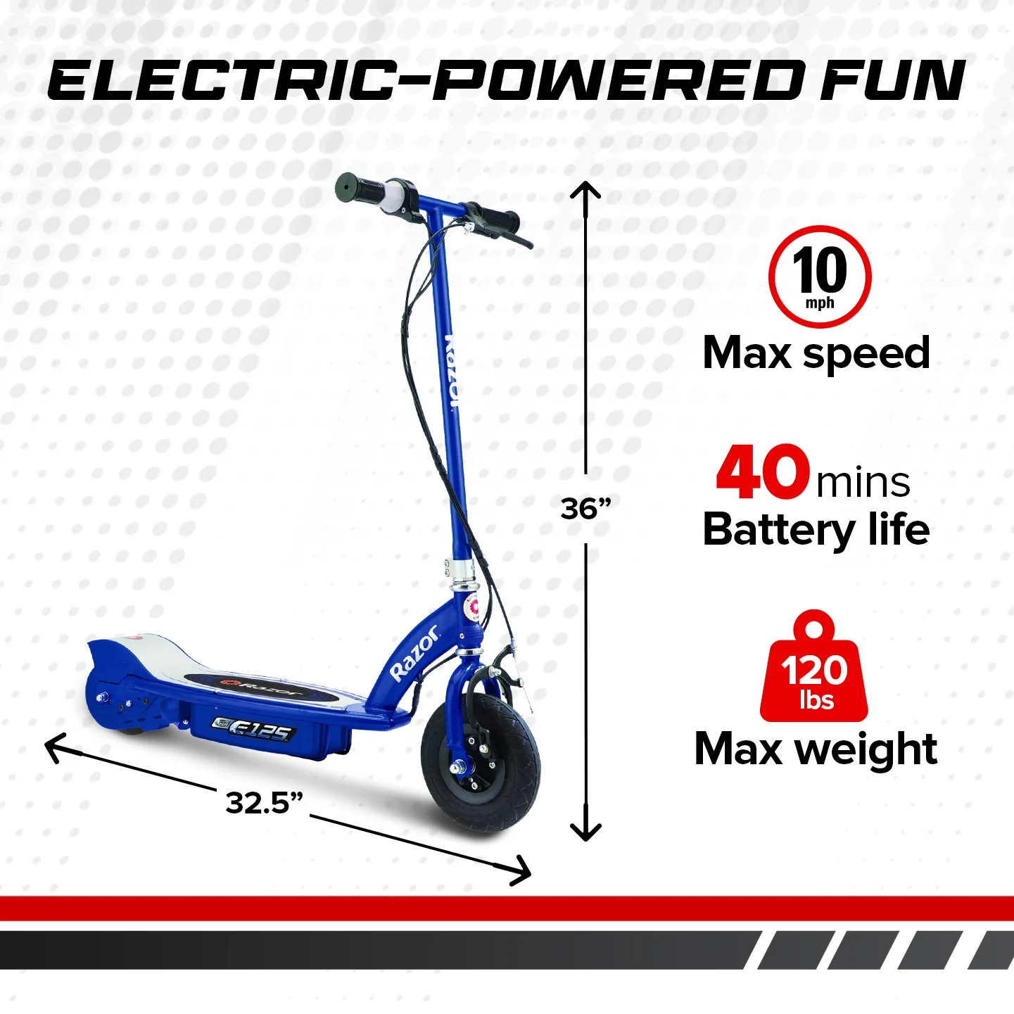 Razor E125 Kids Ride-on 24V Motorize Battery Powered Electric Scooter, Blue - Womvr