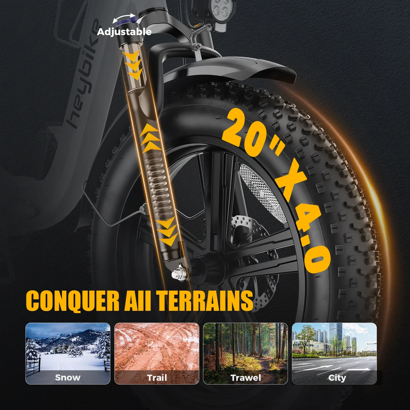 Heybike Ranger Electric Bike for Adults with 500W Motor, 48V 15Ah Removable Battery, 20