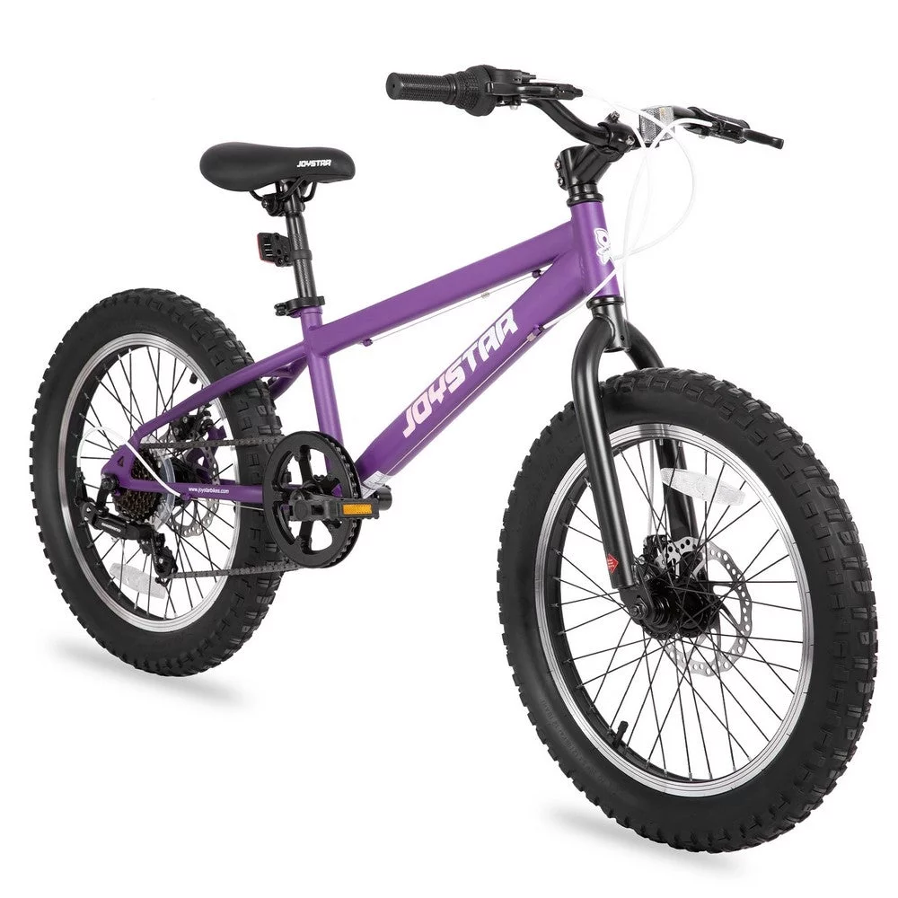 JOYSTAR 20 Inch Mountain Bike for Kids Ages 7-12 Year Old, 3-Inch Wide Knobby Tires, 7 Speed Shimano Drivetrain, Disc Brakes, Fat Tire Kids Bicycles for Boys Girls - Womvr