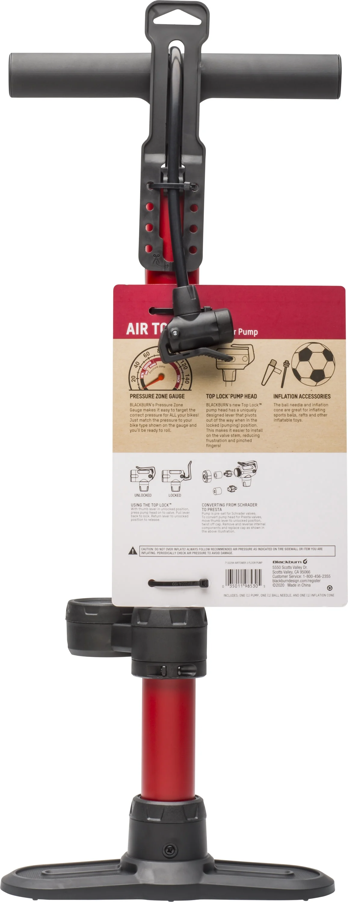 Blackburn Air Tower 3 Bicycle Floor Pump with Mid Gauge - Womvr