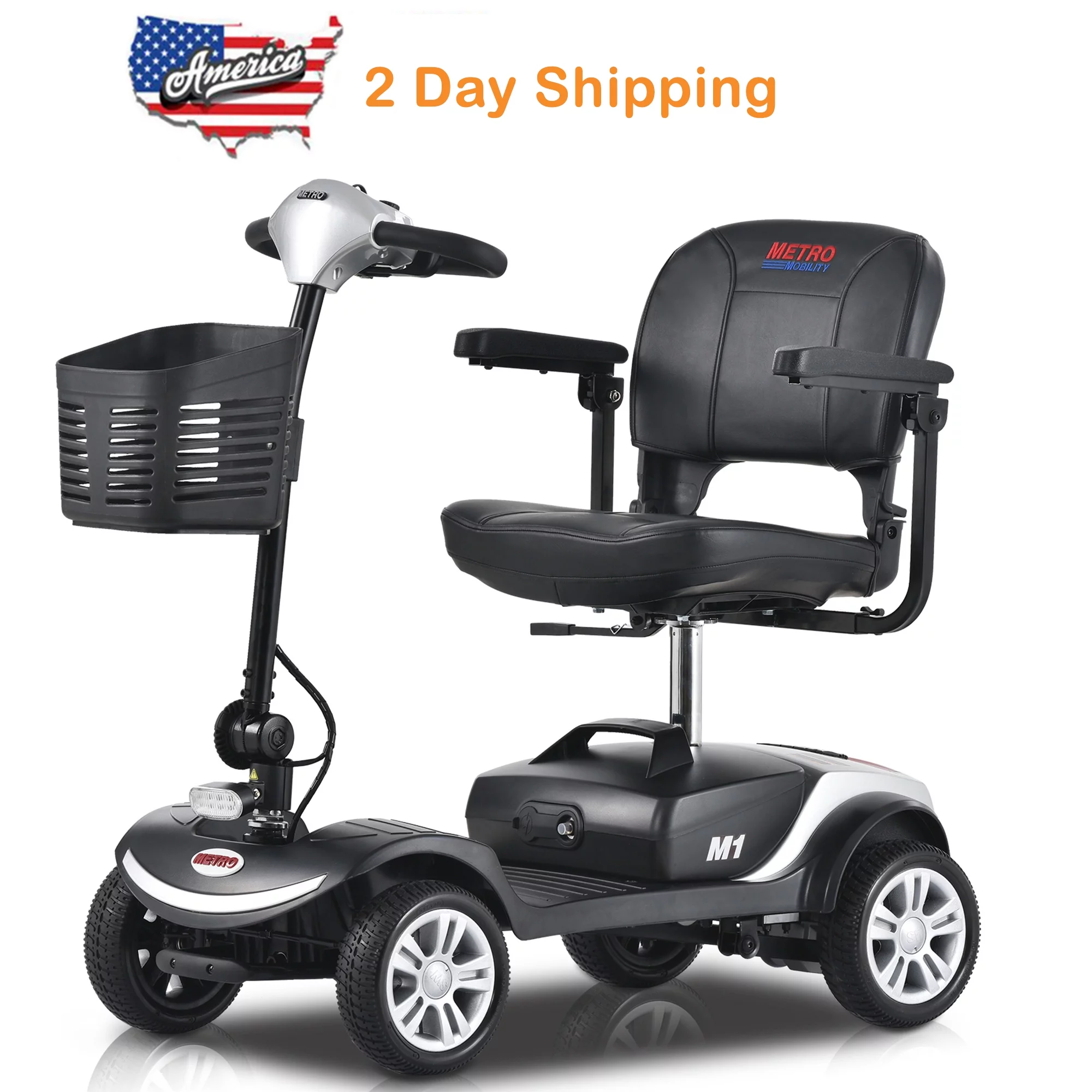 Segmart Mobility Scooter for Elderly, Durable Heavy Duty 4 Wheel Seniors Mobile Device with Lights, 300lbs, Red - Womvr